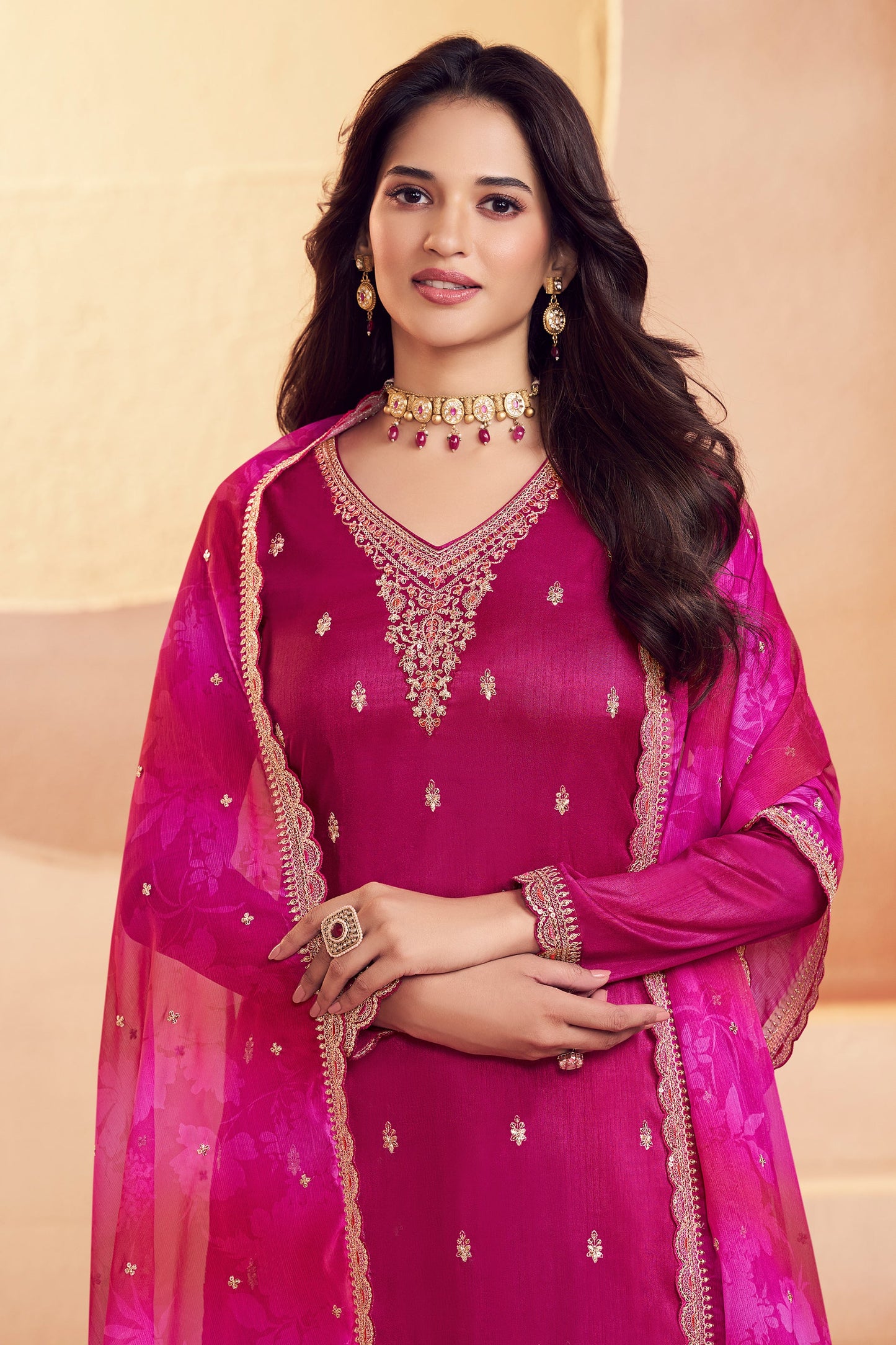 Pink Embroidered Silk Suit-SAR11733_2_SareeButa.com