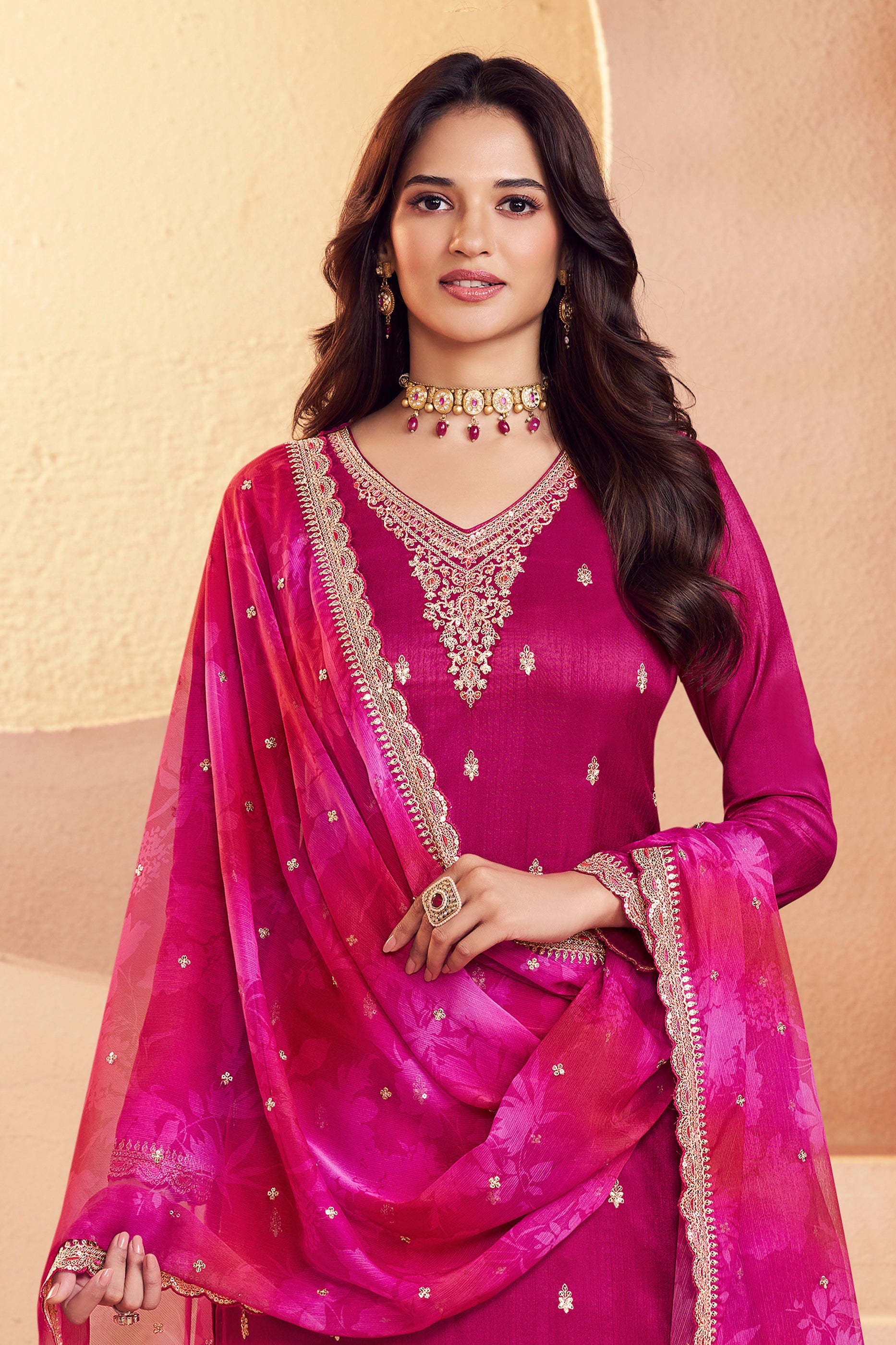 Pink Embroidered Silk Suit-SAR11733_3_SareeButa.com
