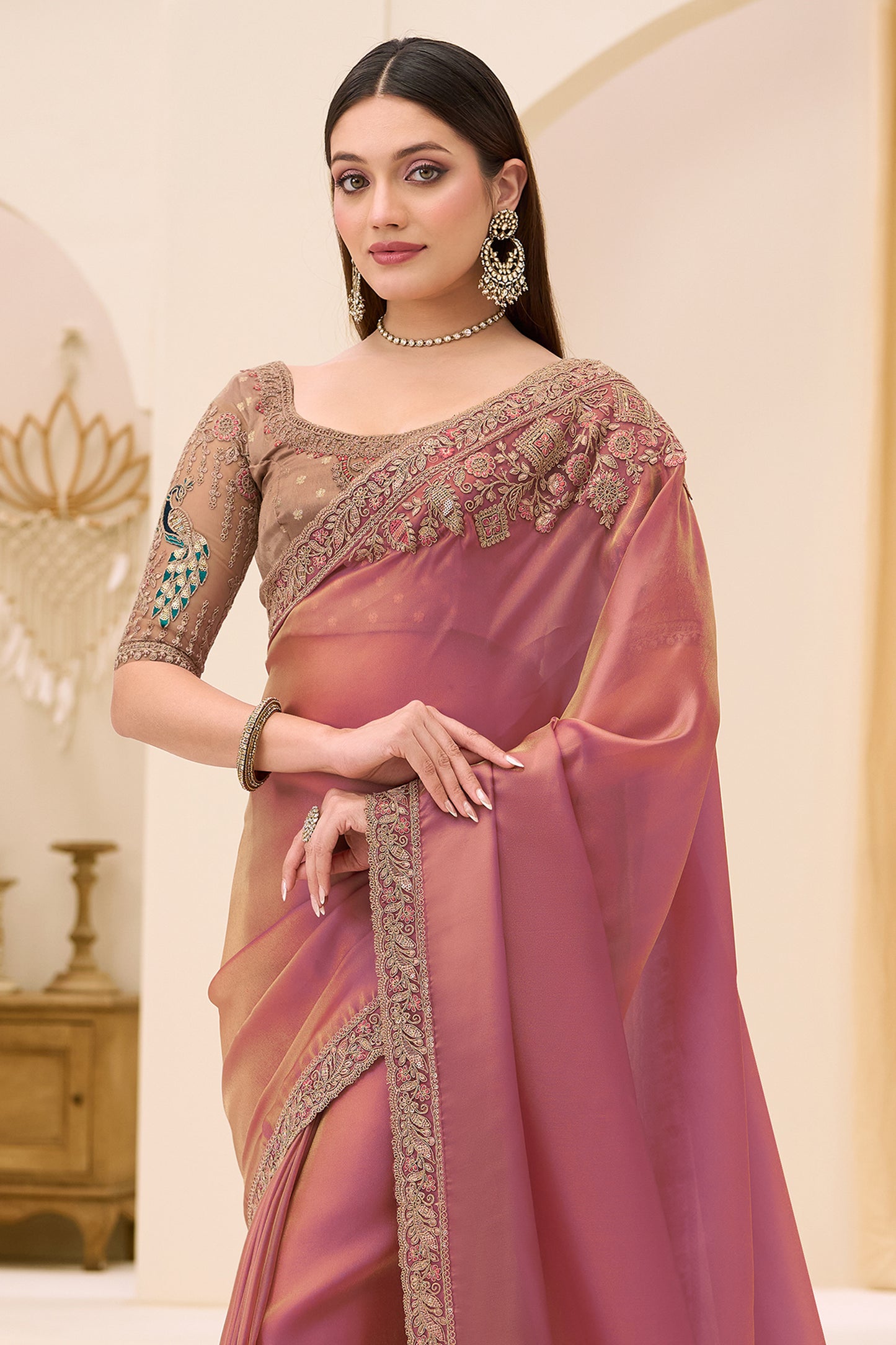 Pink Embroidered Tissue Georgette Saree-SAR12449_2_SareeButa.com
