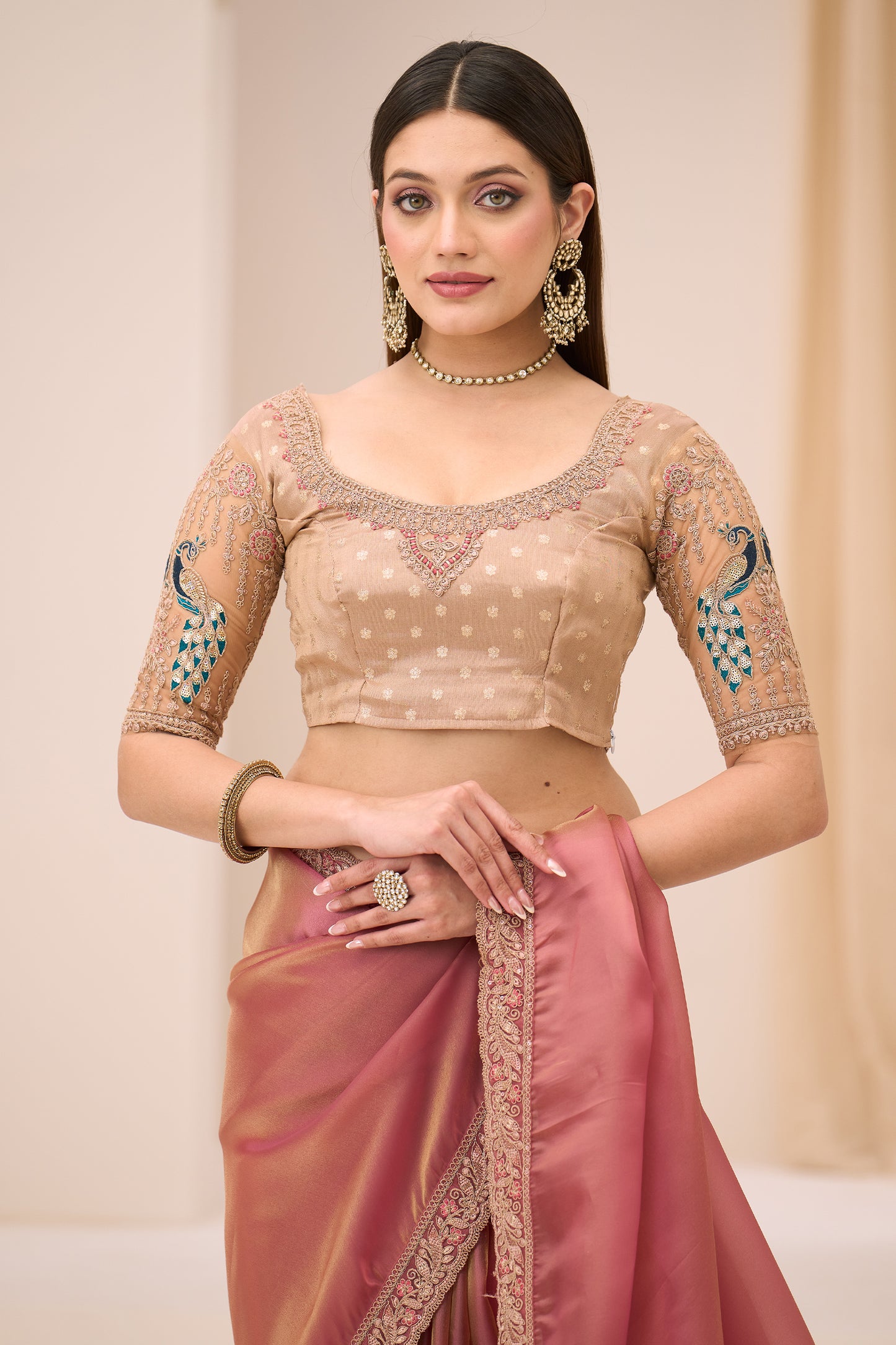 Pink Embroidered Tissue Georgette Saree-SAR12449_4_SareeButa.com