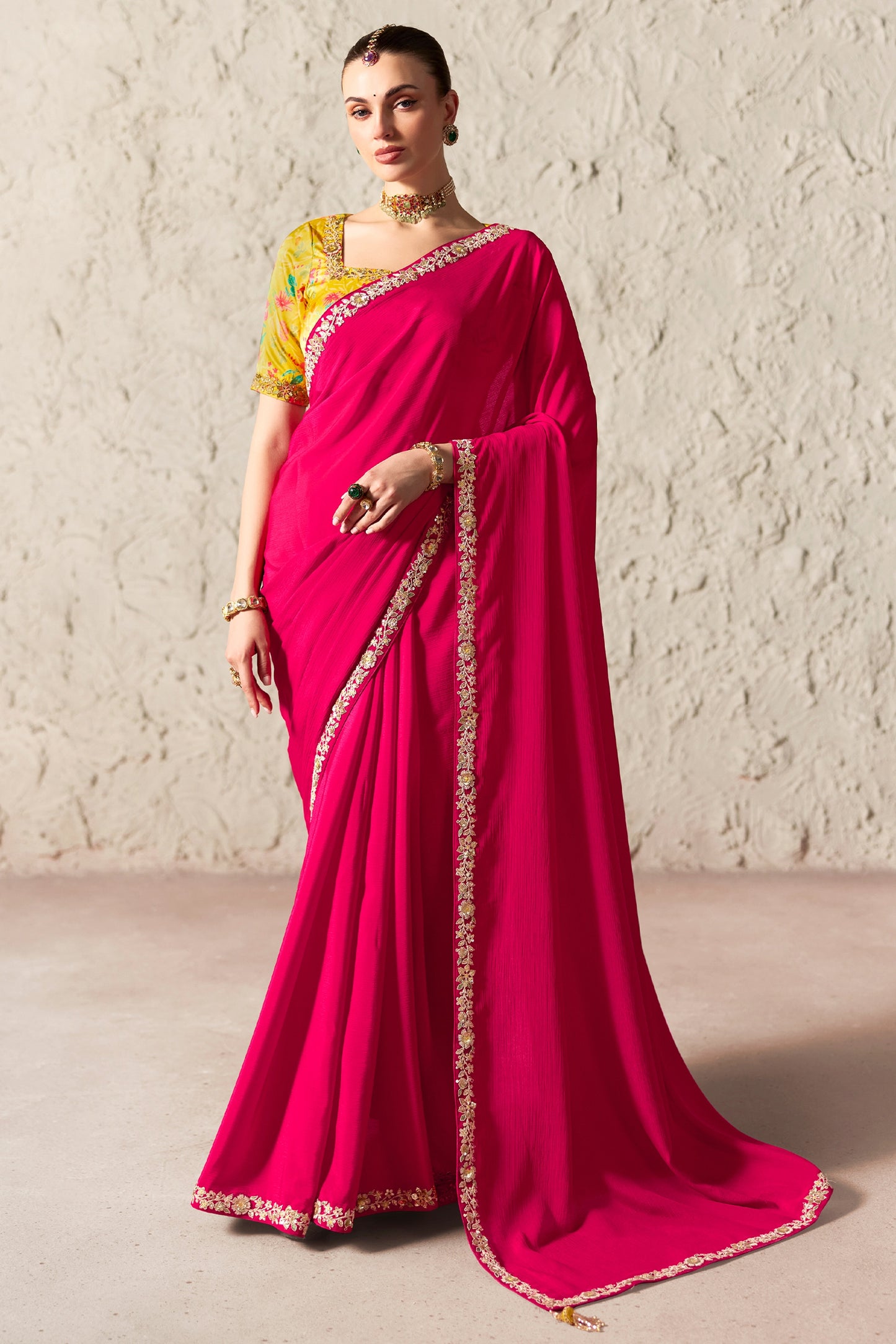 Pink Embroidered Tissue Organza Saree-SAR12788_1_SareeButa.com