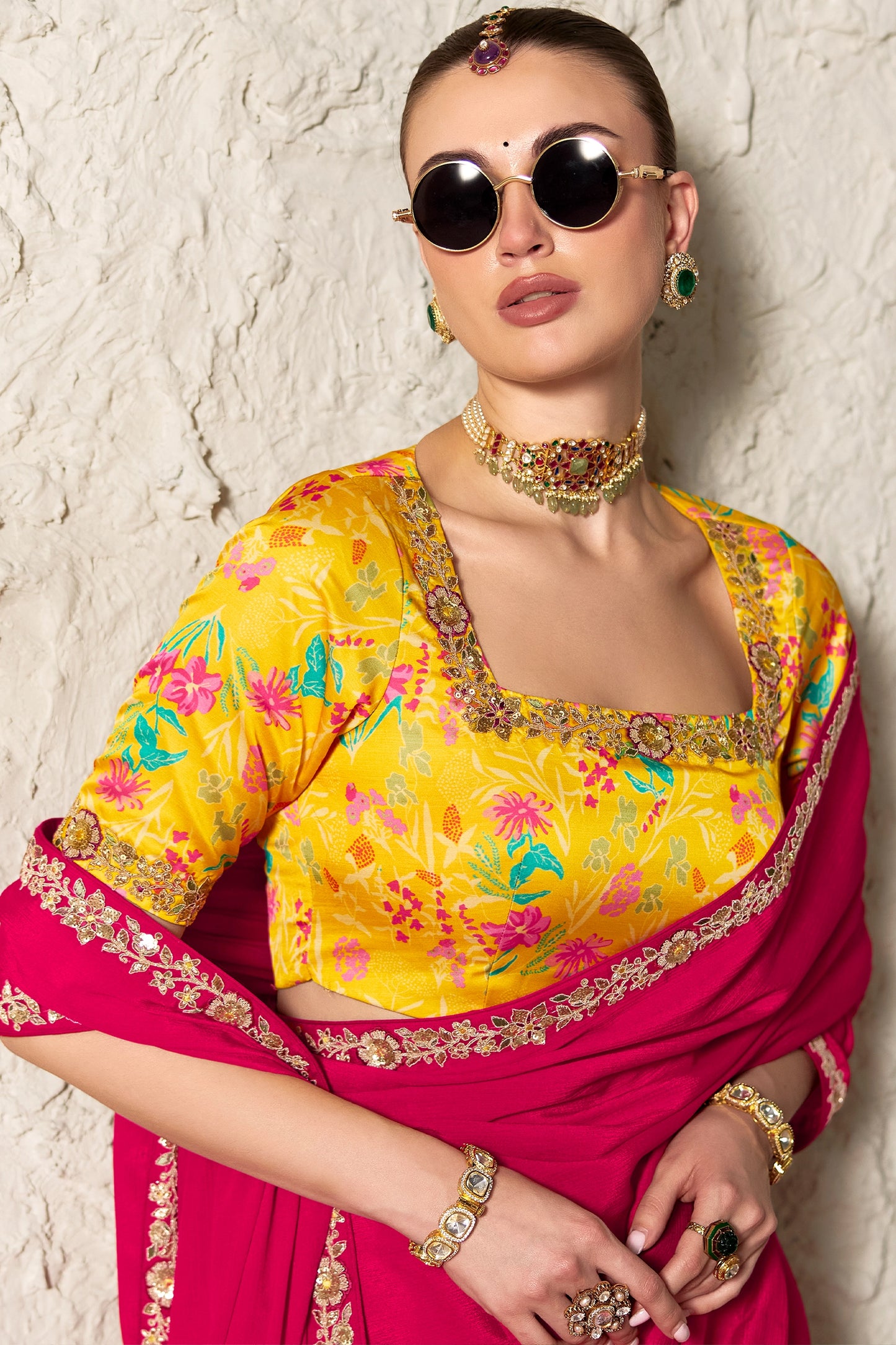 Pink Embroidered Tissue Organza Saree-SAR12788_2_SareeButa.com