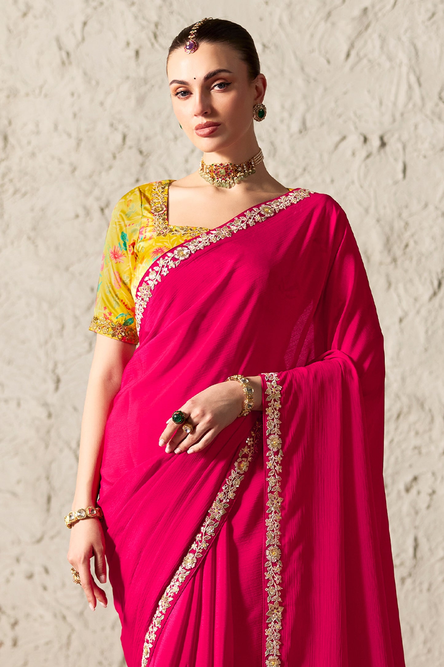 Pink Embroidered Tissue Organza Saree-SAR12788_3_SareeButa.com
