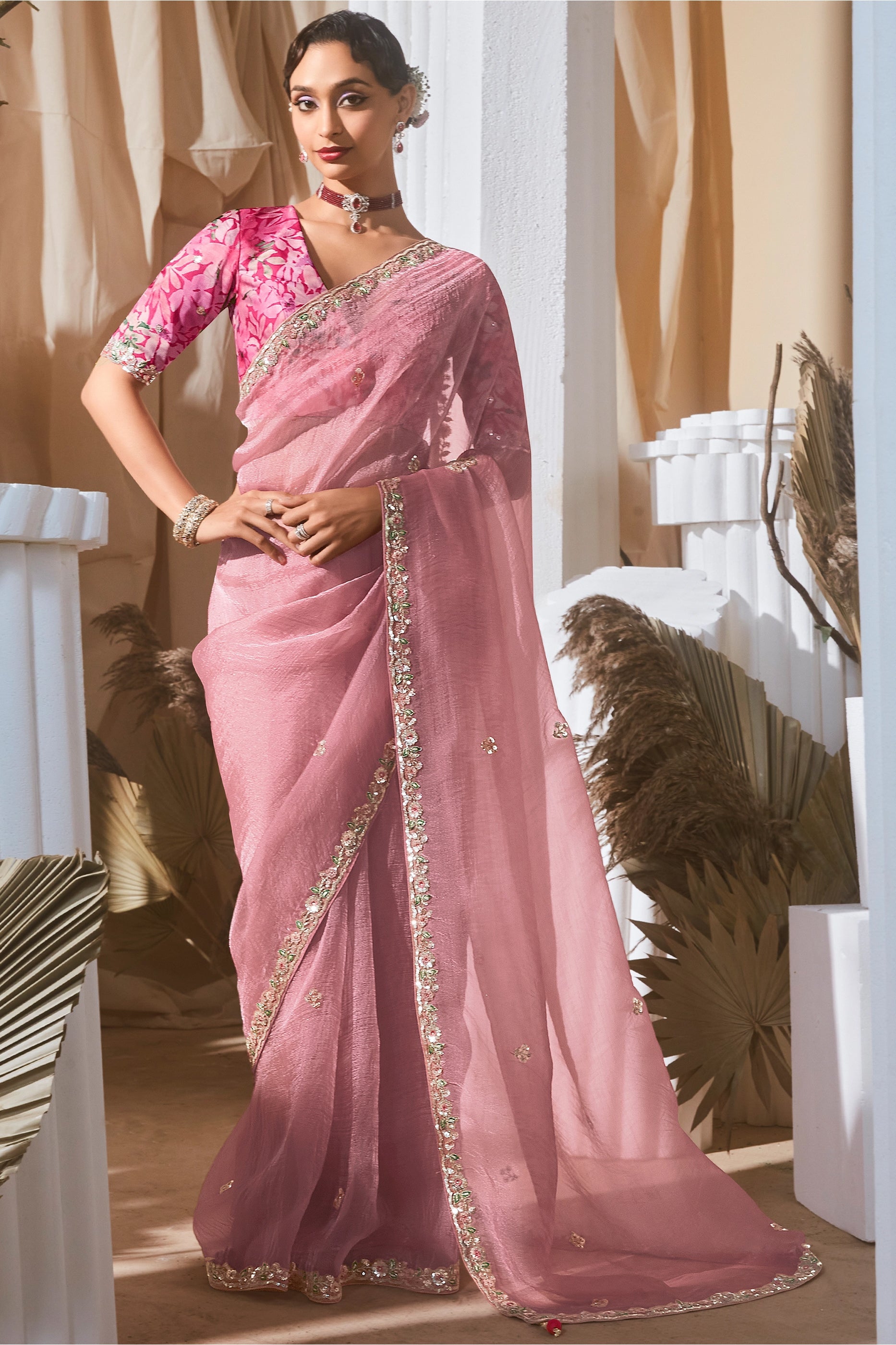 Pink Embroidered Tissue Silk Saree-SAR10224_1_SareeButa.com