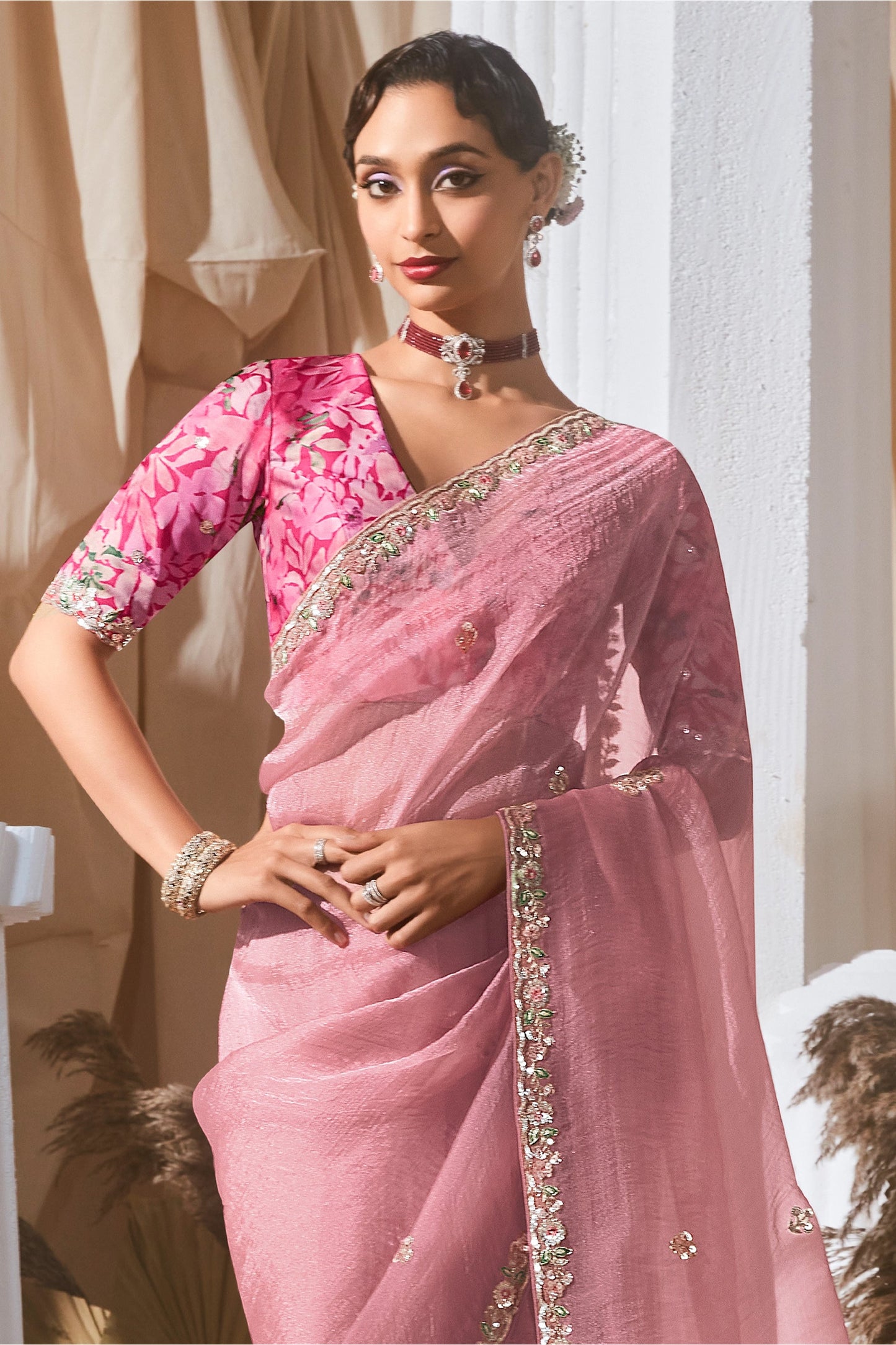 Pink Embroidered Tissue Silk Saree-SAR10224_4_SareeButa.com