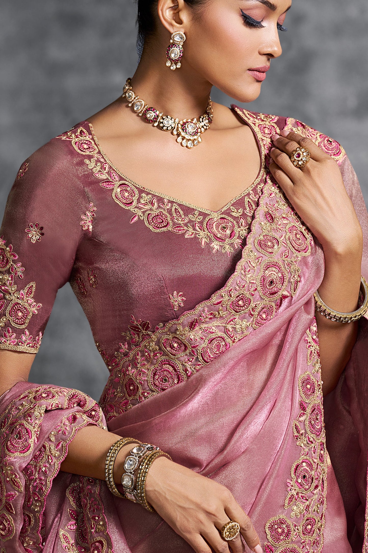 Pink Embroidered Tissue Silk Saree-SAR10458_2_SareeButa.com