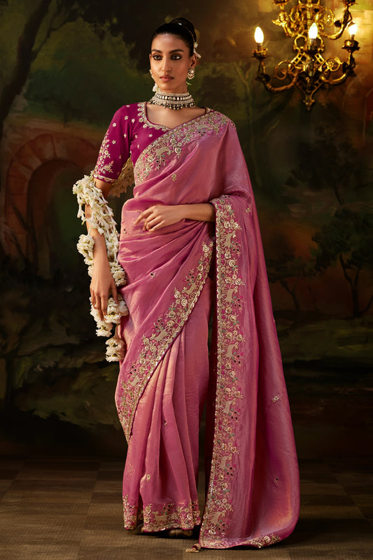 Pink Embroidered Viscose Tissue Saree-SAR13248_1_SareeButa.com