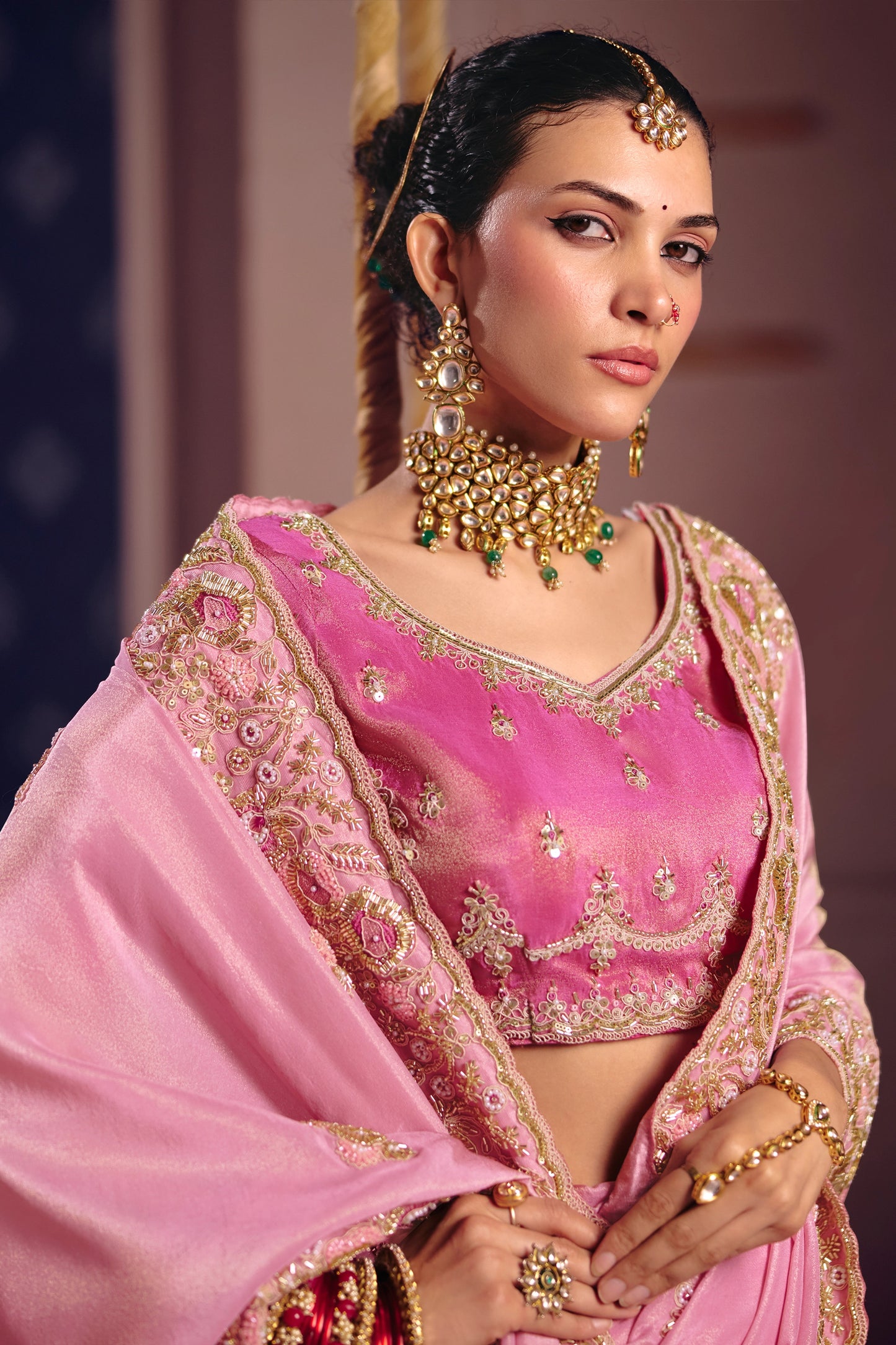 Pink Embroidered Viscose Zari Tissue Saree-SAR12587_2_SareeButa.com