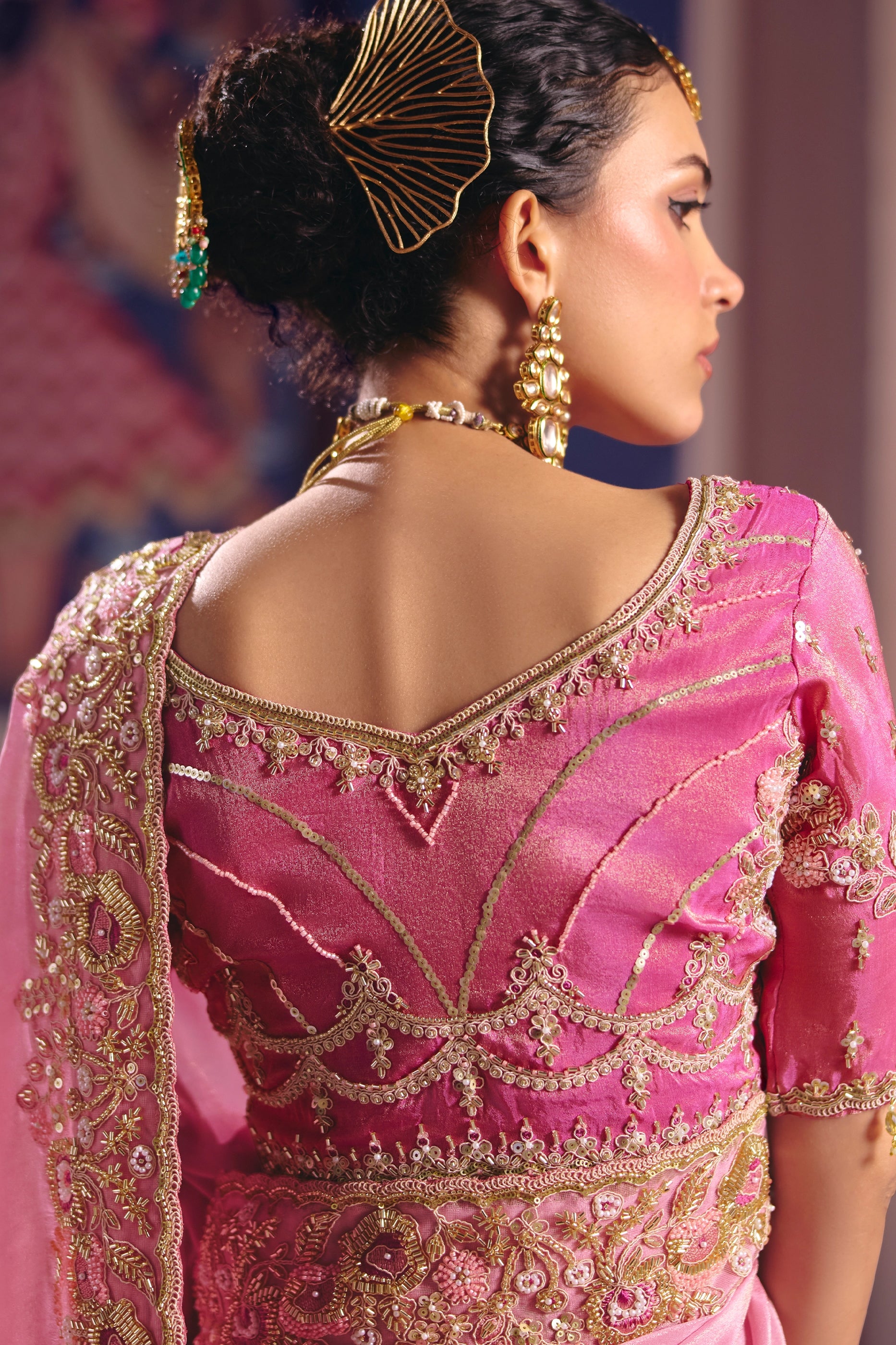 Pink Embroidered Viscose Zari Tissue Saree-SAR12587_4_SareeButa.com