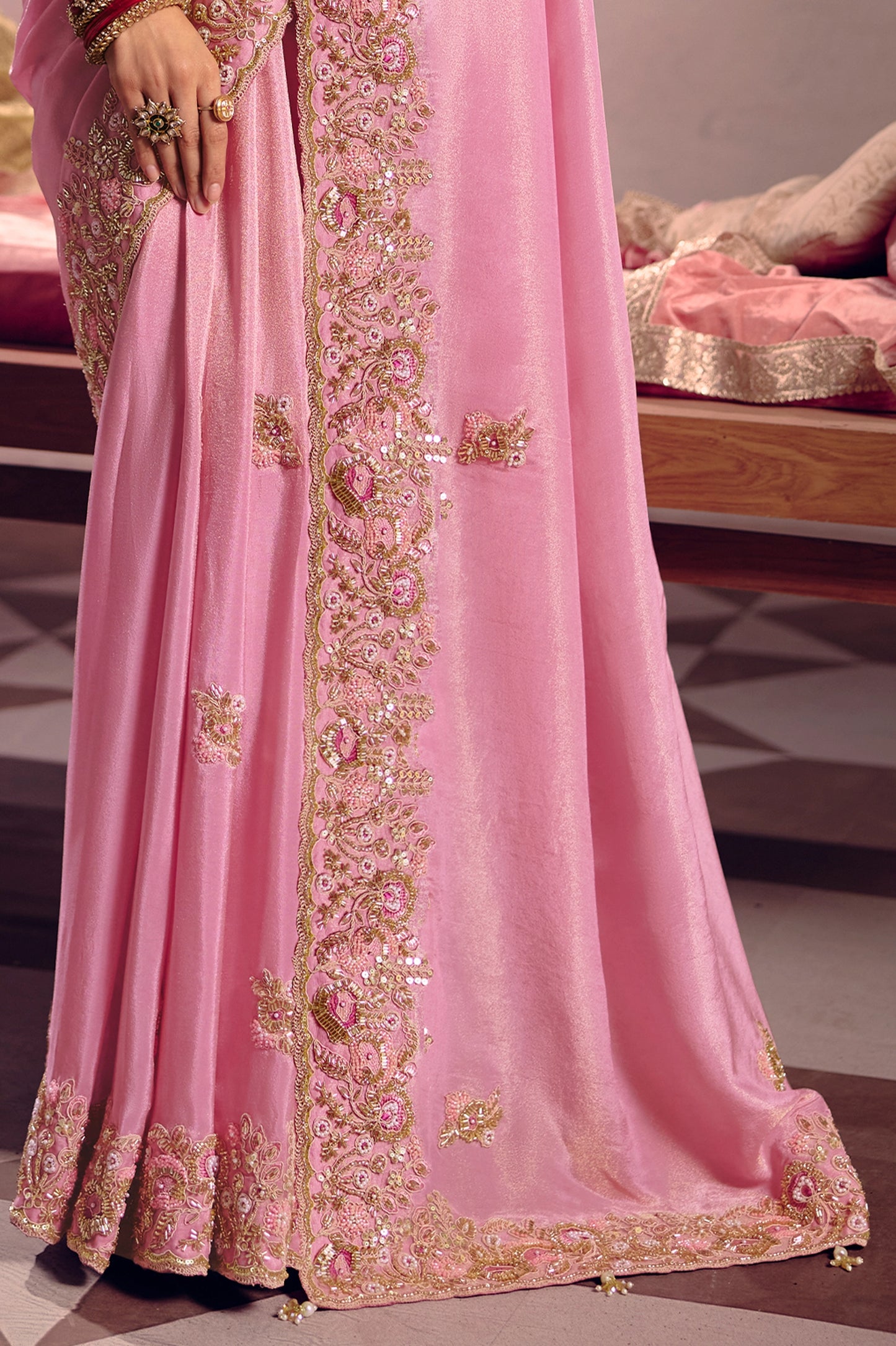 Pink Embroidered Viscose Zari Tissue Saree-SAR12587_5_SareeButa.com