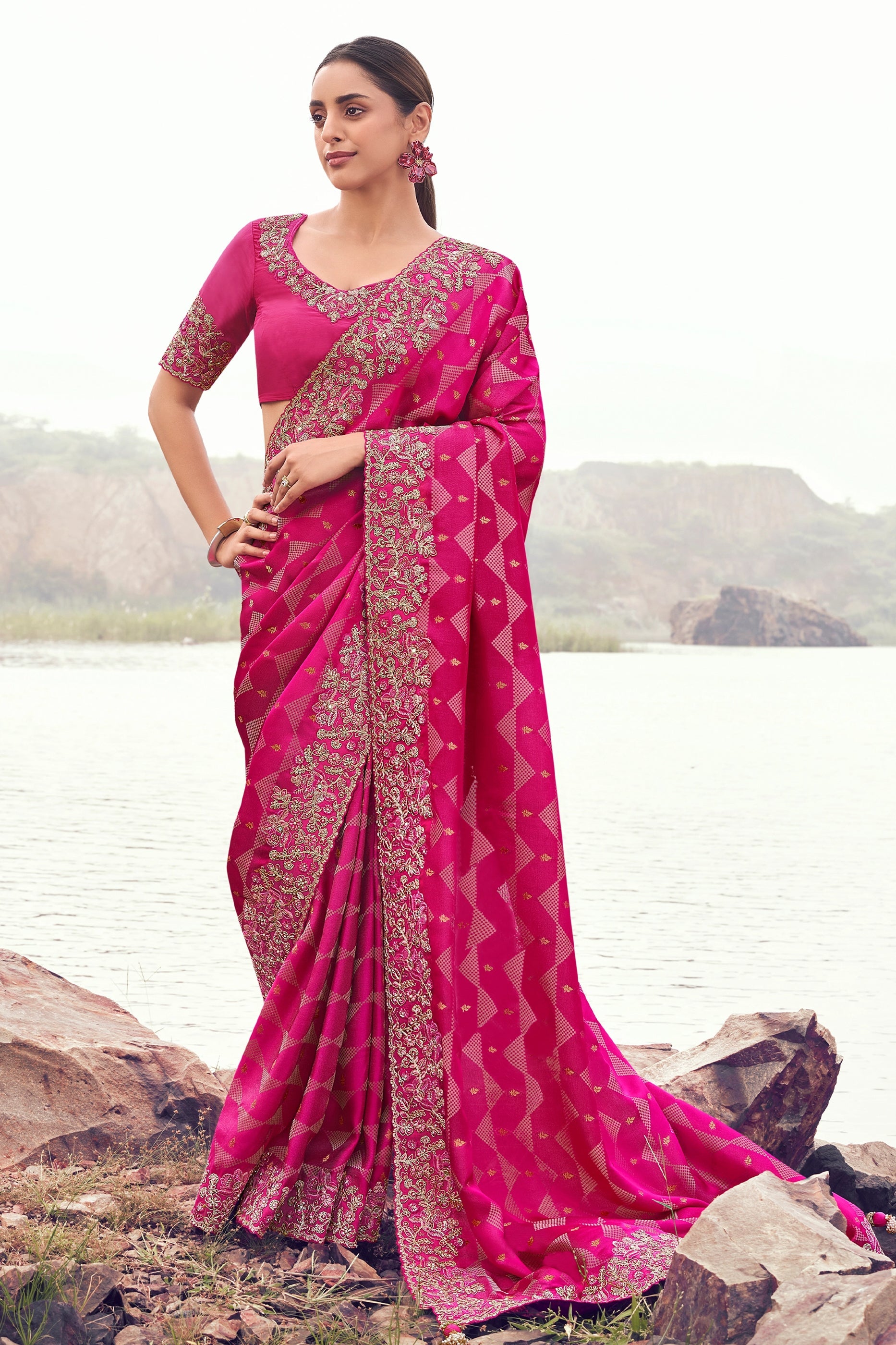 Pink Embroidered Woven Satin Silk Saree-SAR11008_1_SareeButa.com