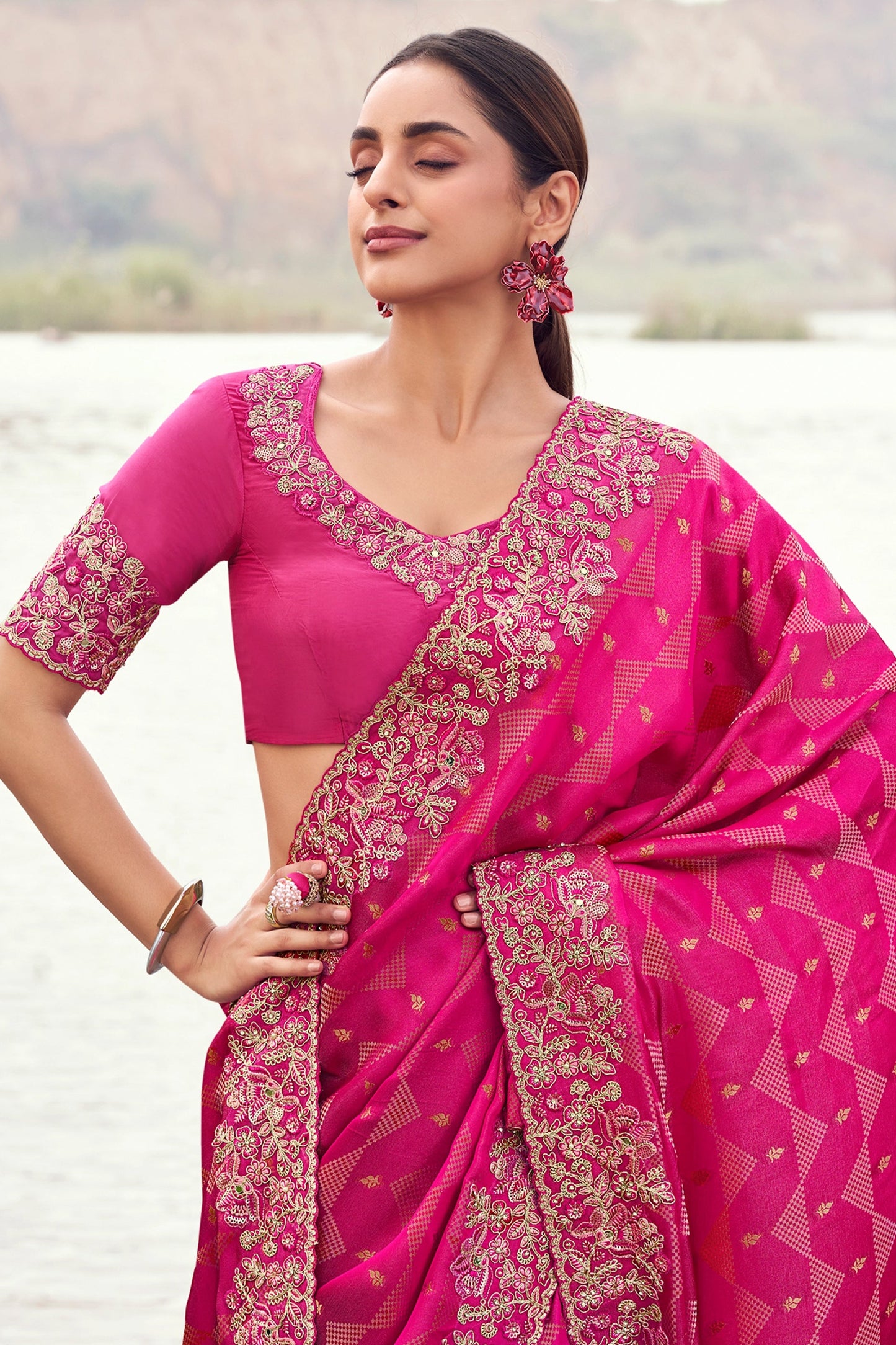 Pink Embroidered Woven Satin Silk Saree-SAR11008_2_SareeButa.com