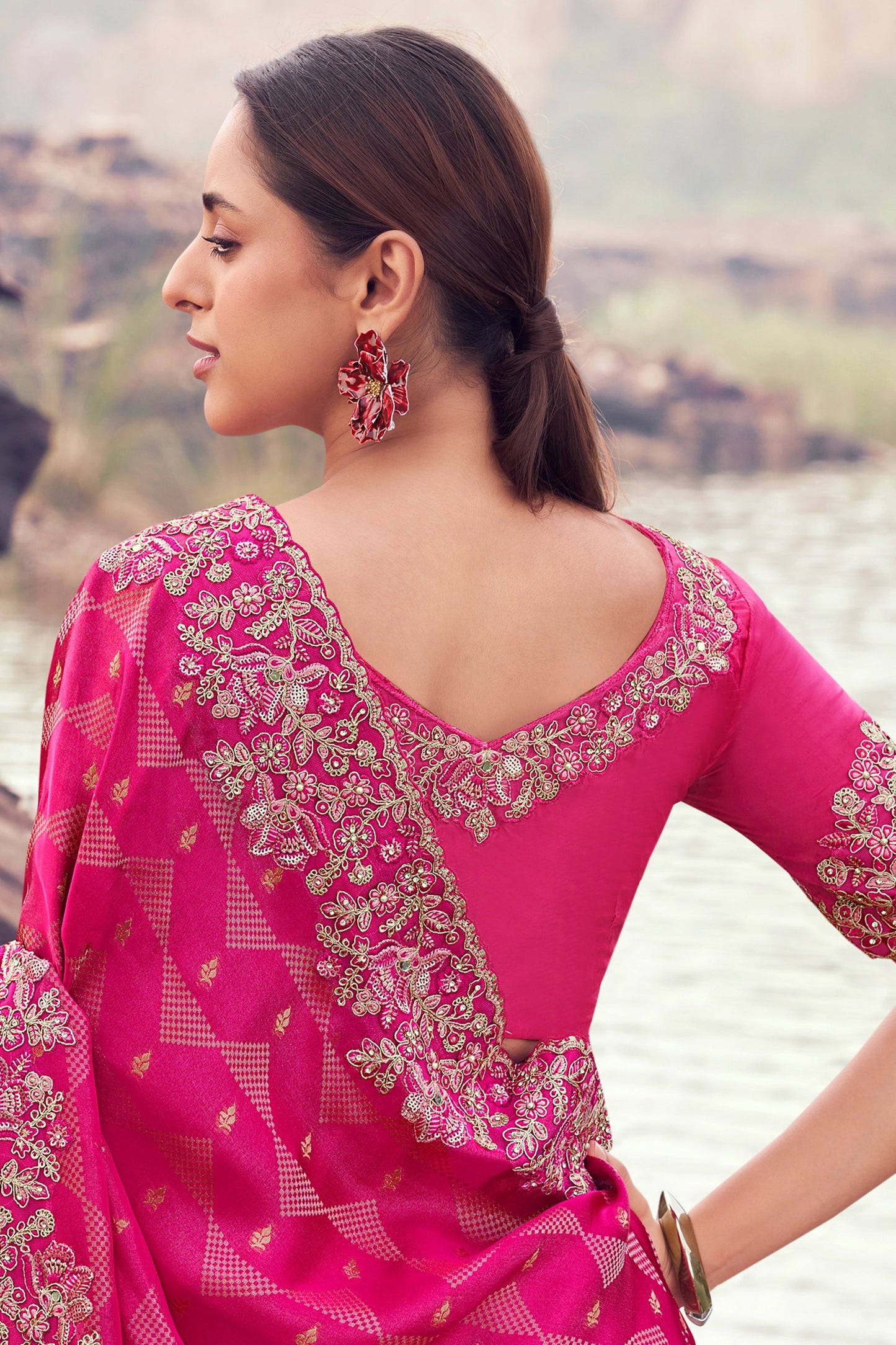 Pink Embroidered Woven Satin Silk Saree-SAR11008_3_SareeButa.com
