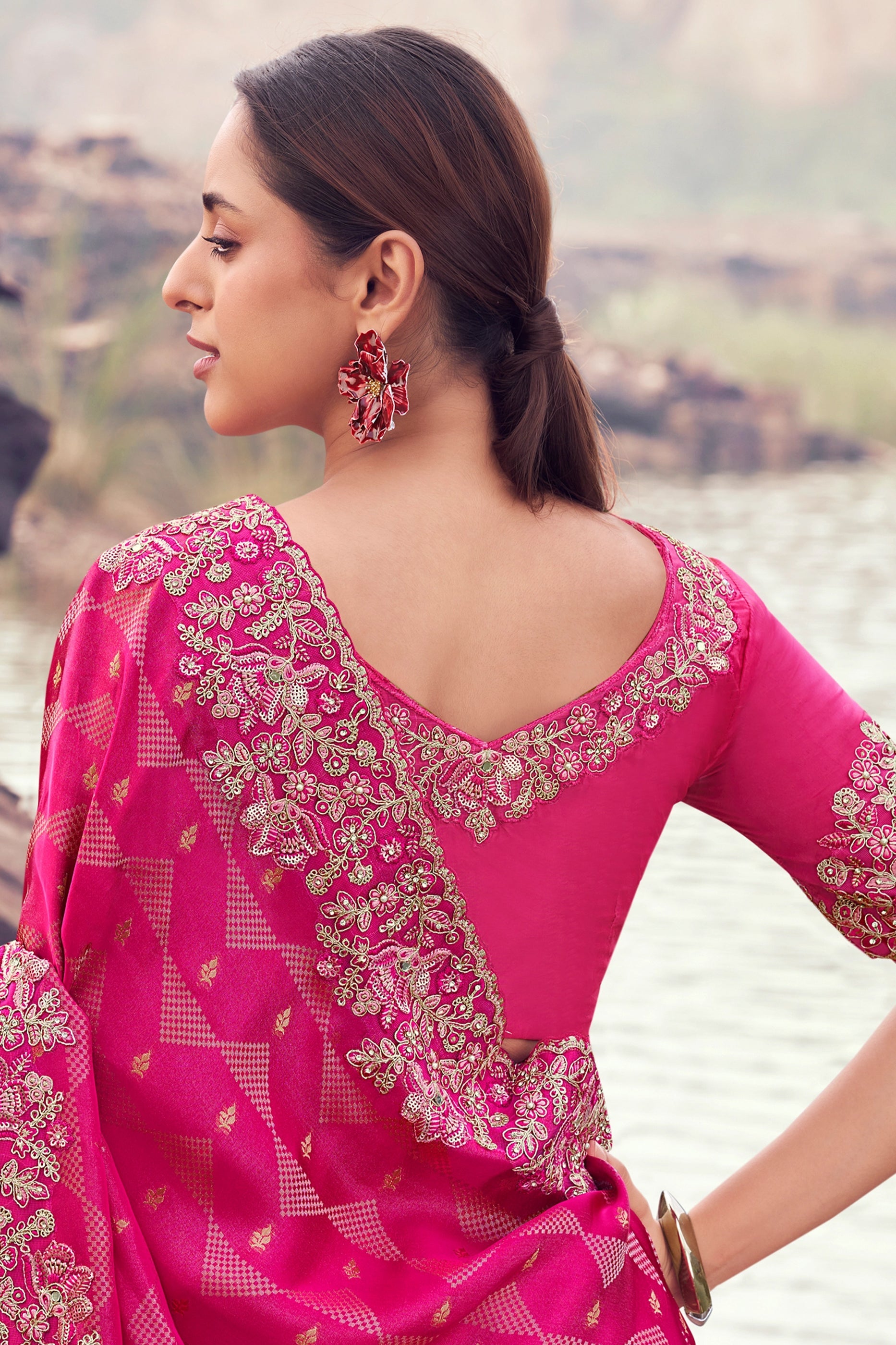Pink Embroidered Woven Satin Silk Saree-SAR11008_3_SareeButa.com
