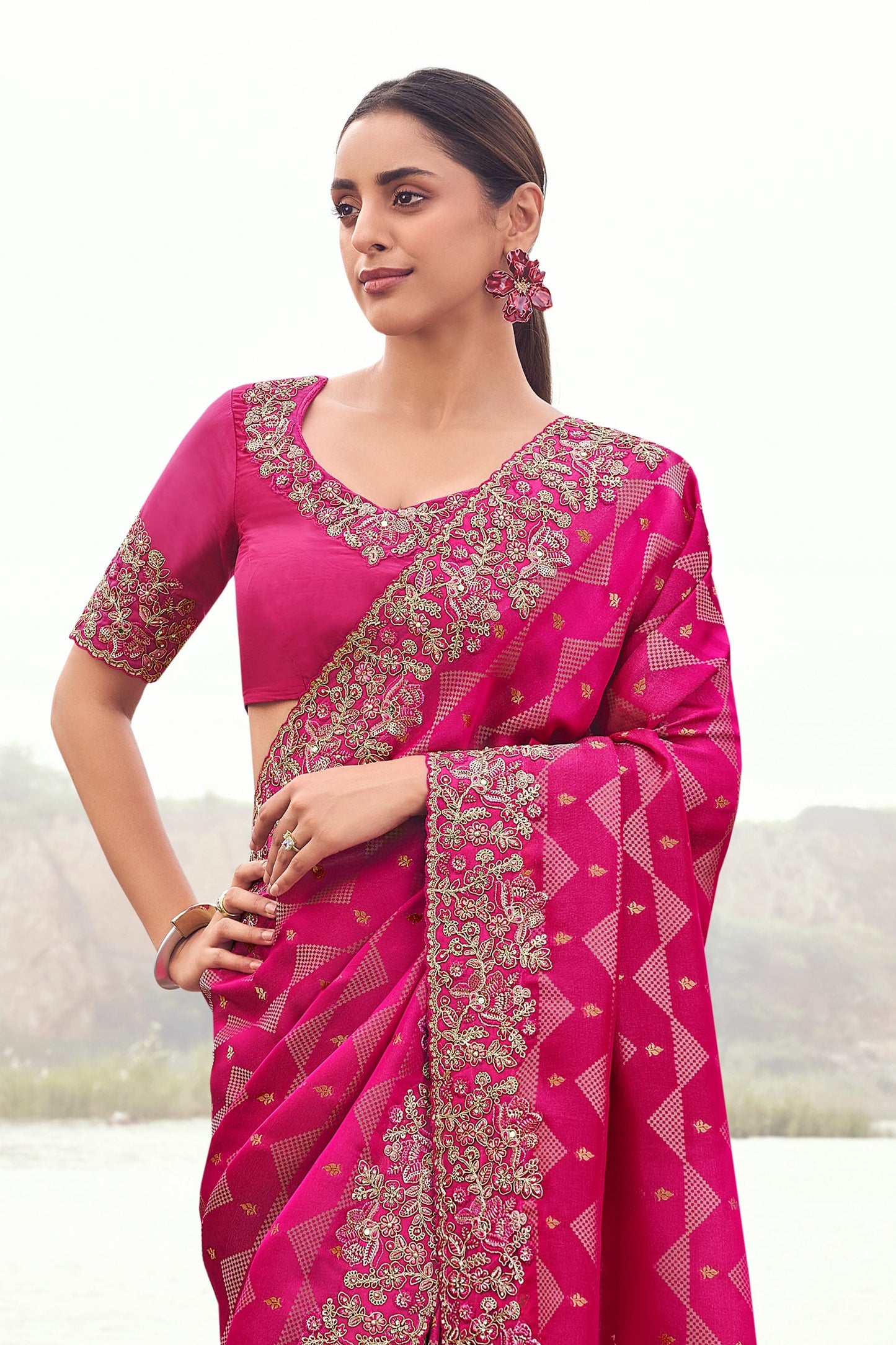 Pink Embroidered Woven Satin Silk Saree-SAR11008_4_SareeButa.com