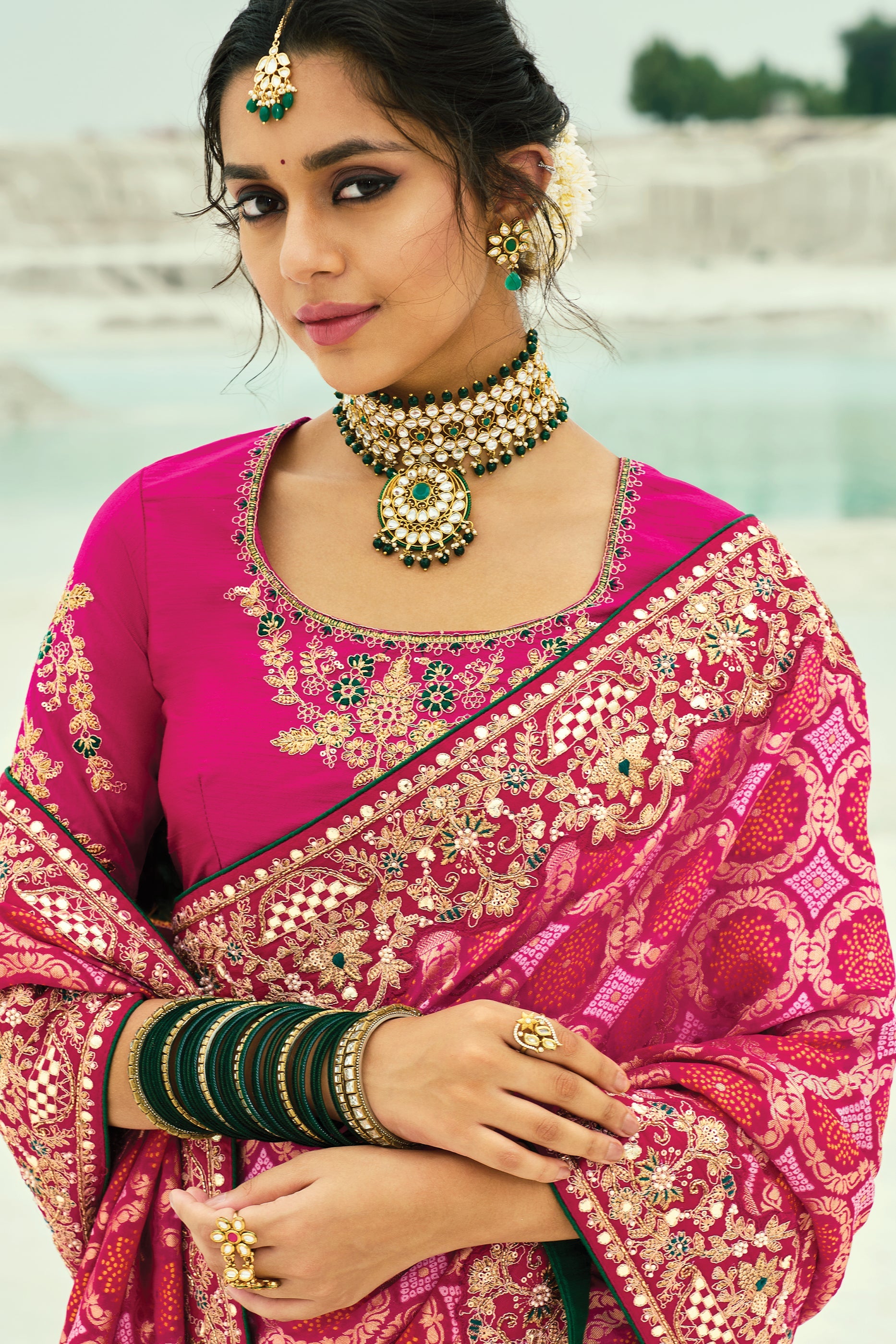 Pink Georgette Bandhani Saree-SAR10294_2_SareeButa.com