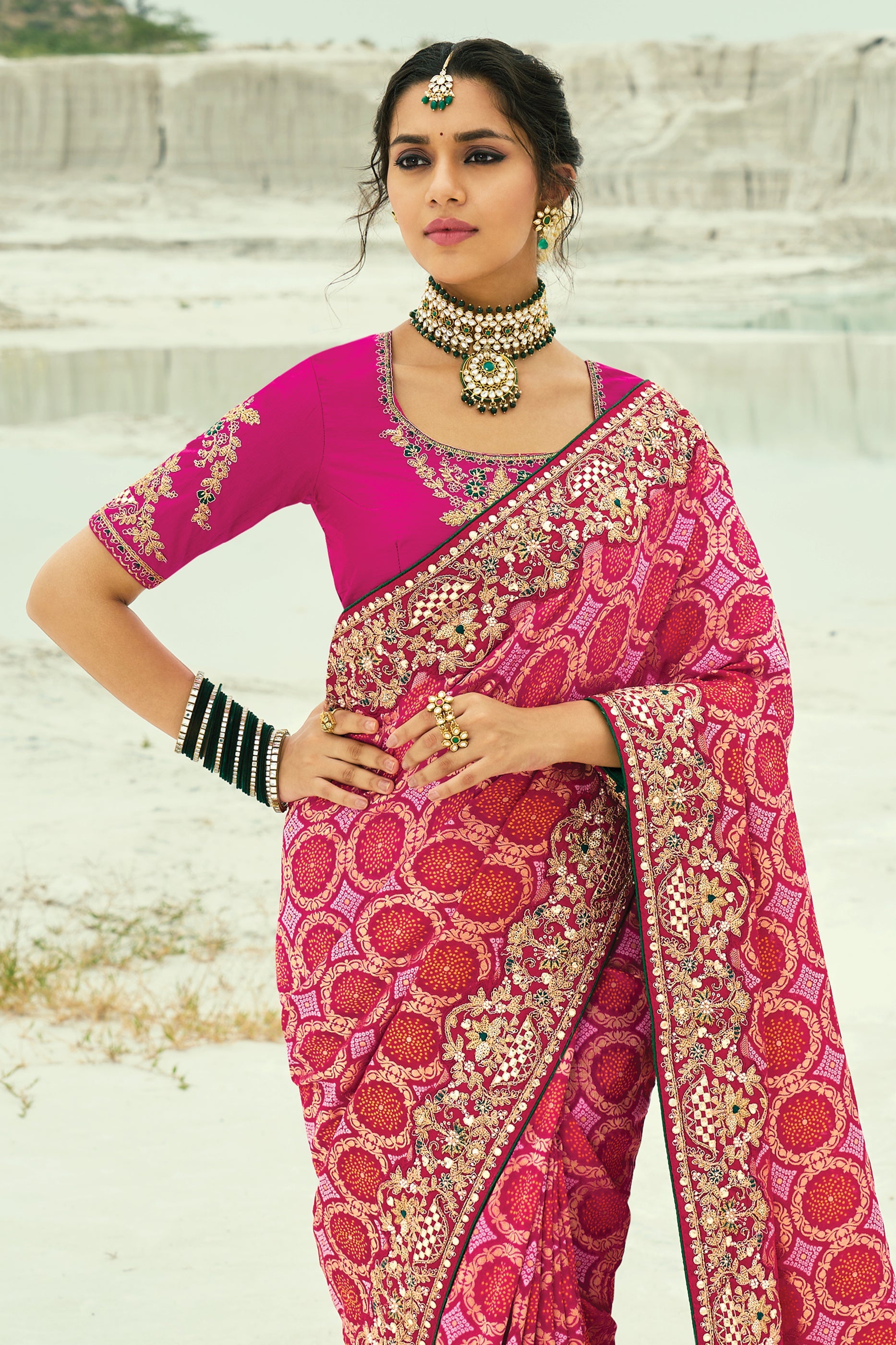 Pink Georgette Bandhani Saree-SAR10294_3_SareeButa.com