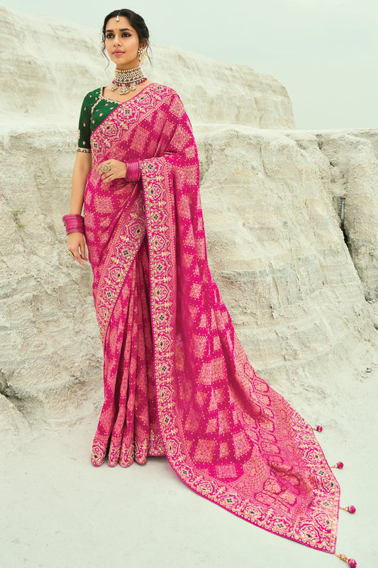 Pink Georgette Bandhani Saree-SAR10300_1_SareeButa.com