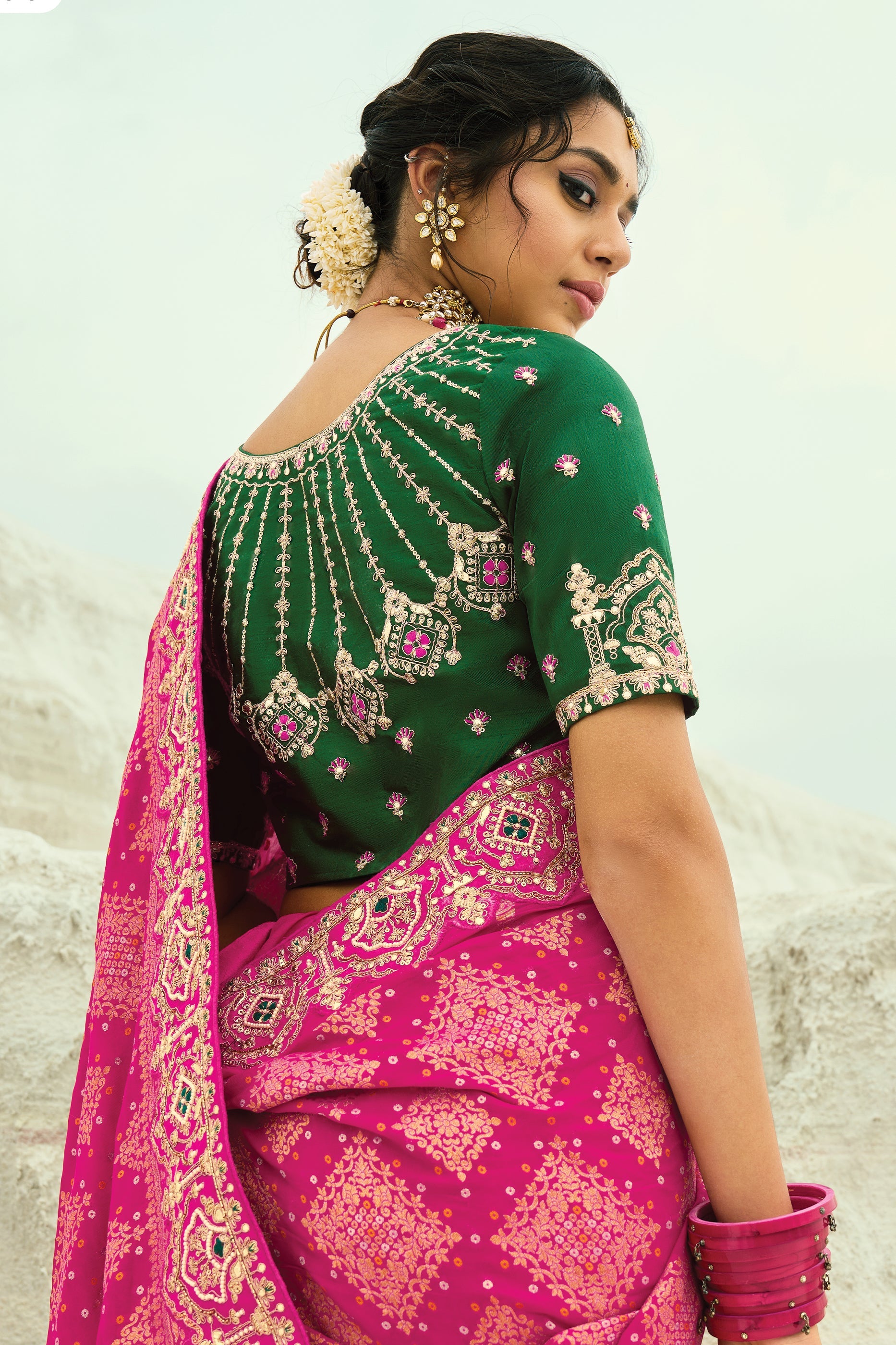 Pink Georgette Bandhani Saree-SAR10300_3_SareeButa.com