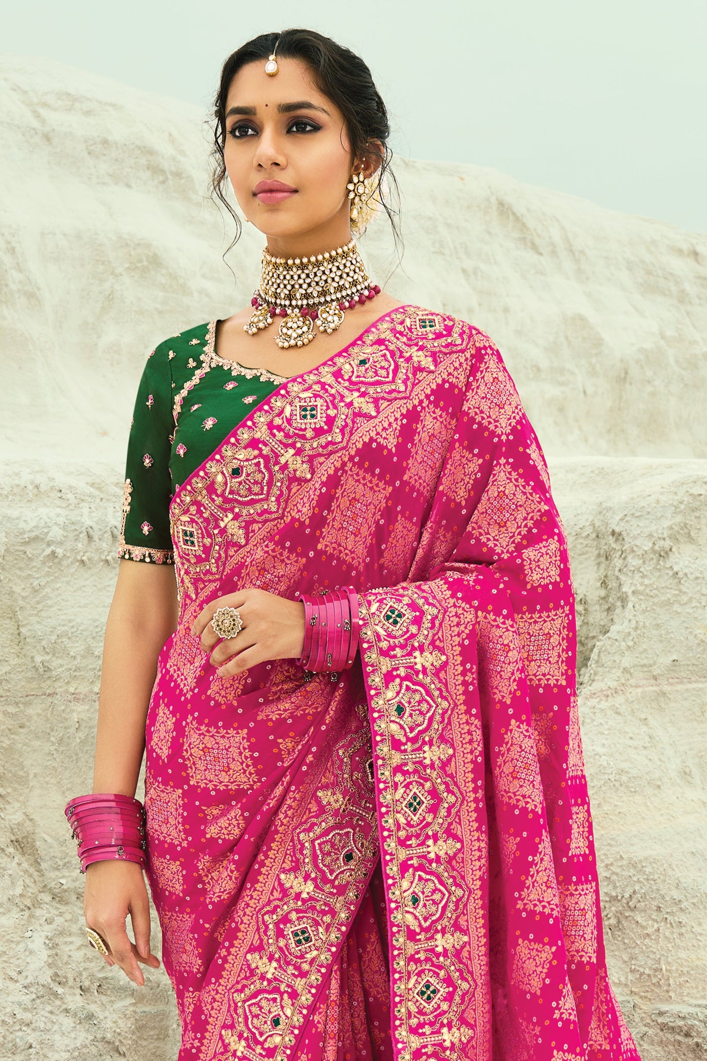 Pink Georgette Bandhani Saree-SAR10300_4_SareeButa.com