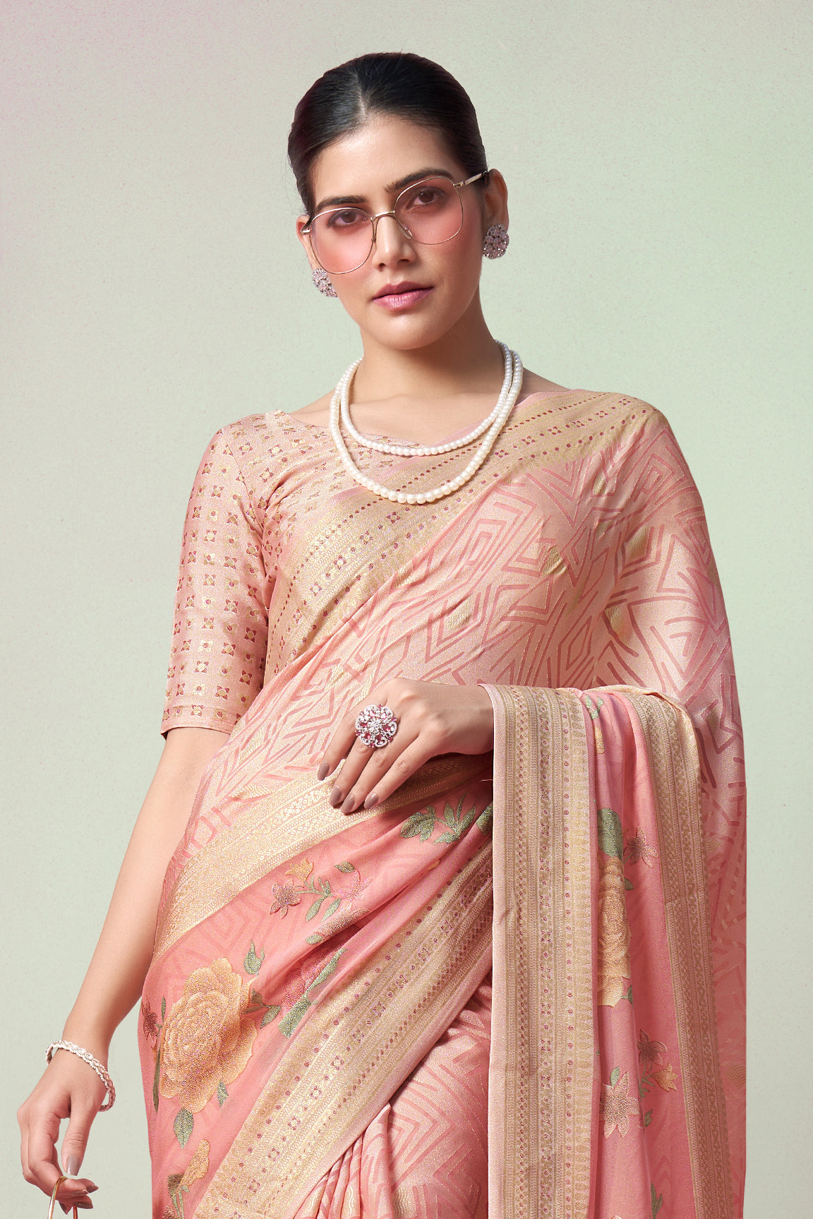 Pink Georgette Brasso Saree-ZB134172_3_SareeButa.com