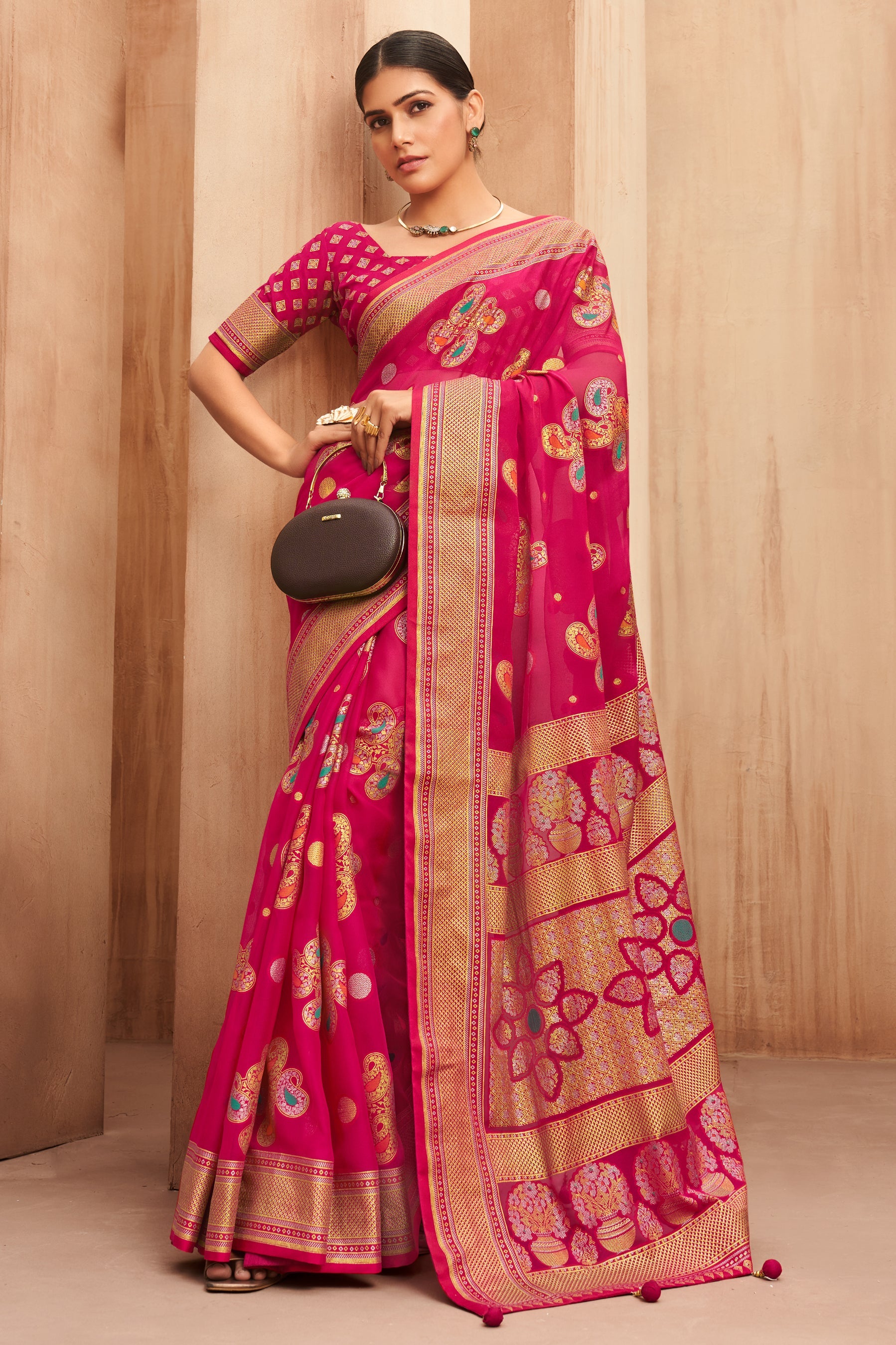 Pink Georgette Brasso Saree-ZB134508_1_SareeButa.com