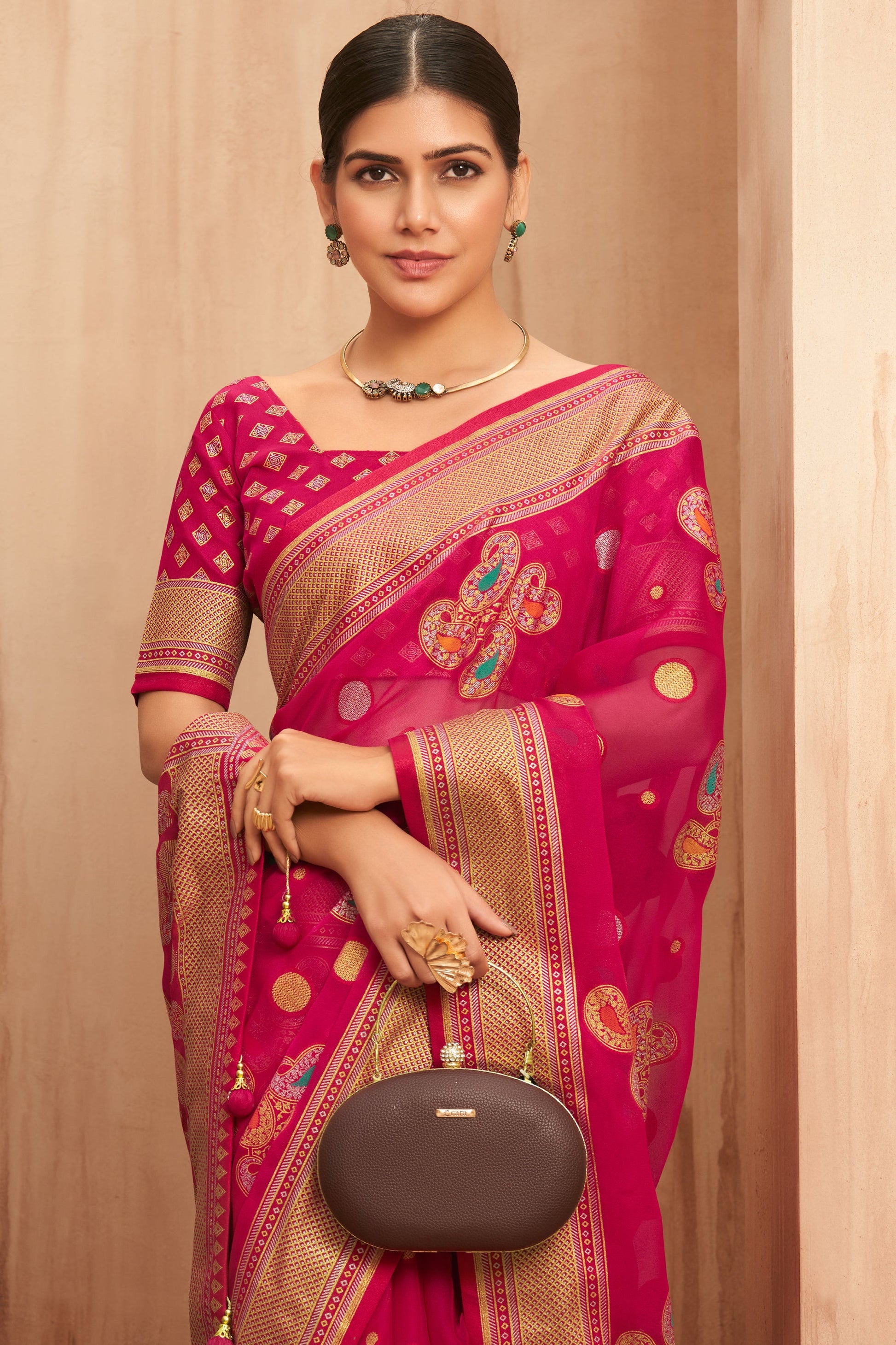 Pink Georgette Brasso Saree-ZB134508_2_SareeButa.com