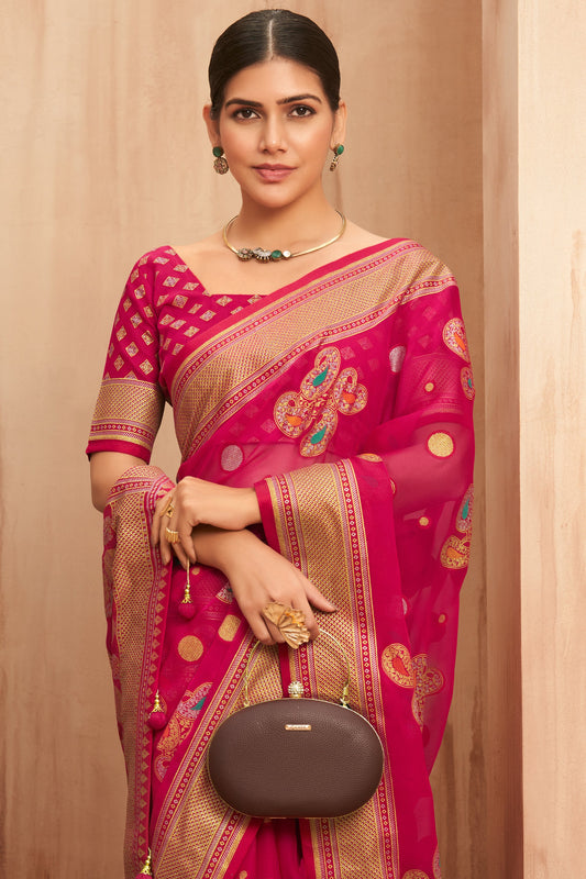 Pink Georgette Brasso Saree-ZB134508_2_SareeButa.com