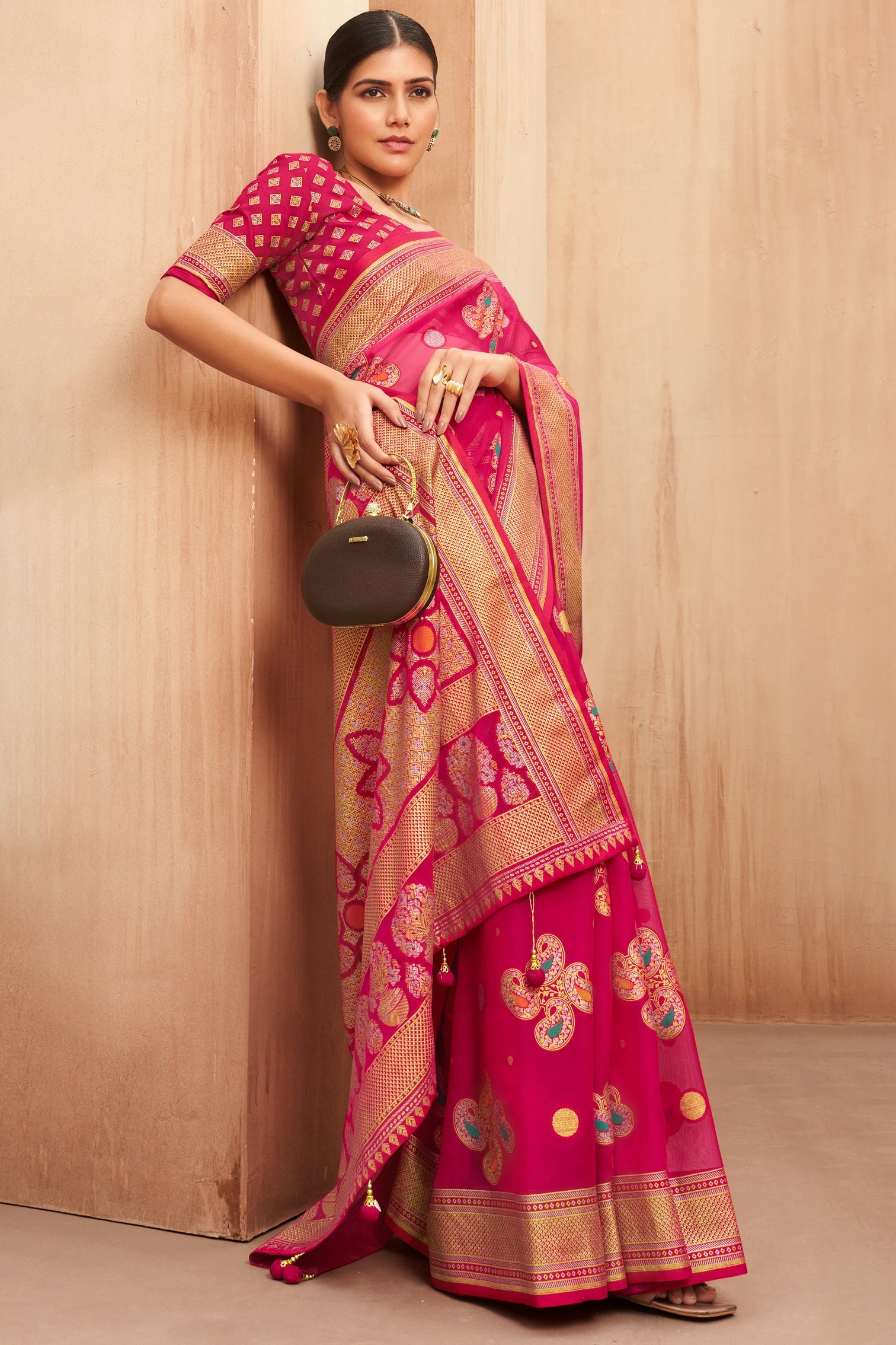 Pink Georgette Brasso Saree-ZB134508_3_SareeButa.com