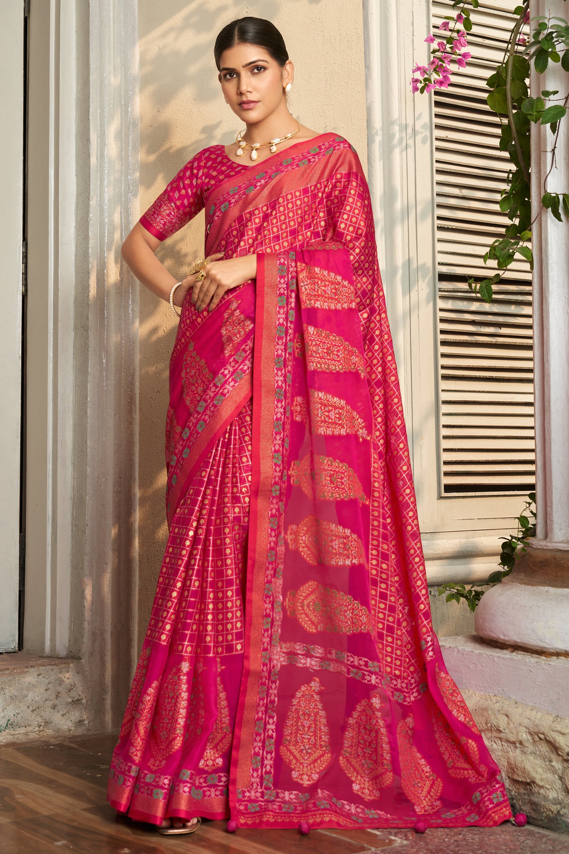 Pink Georgette Brasso Saree-ZB134516_1_SareeButa.com