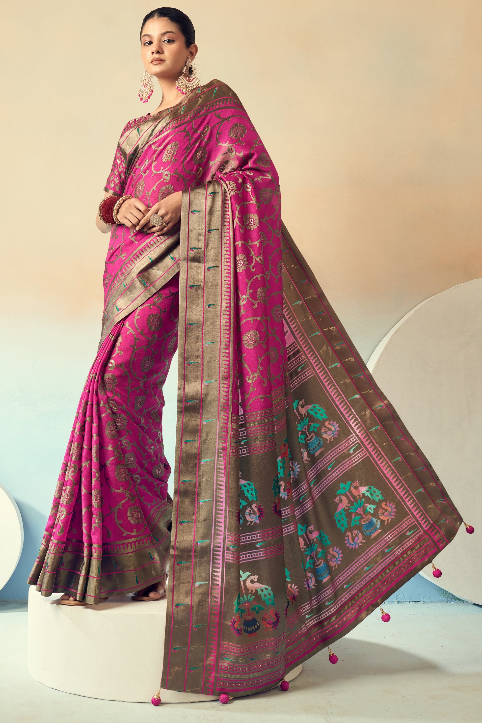 Pink Georgette Paithani Saree-ZB134512_1_SareeButa.com