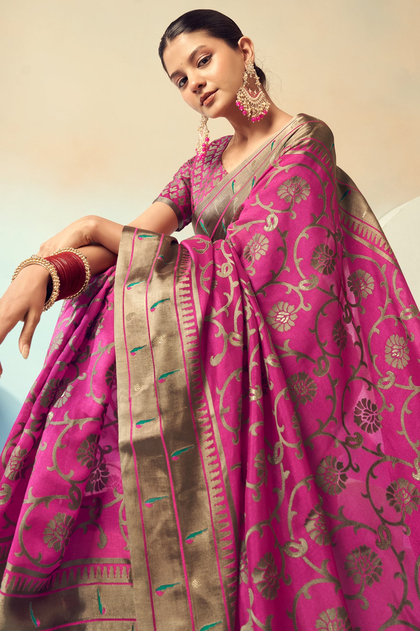 Pink Georgette Paithani Saree-ZB134512_2_SareeButa.com