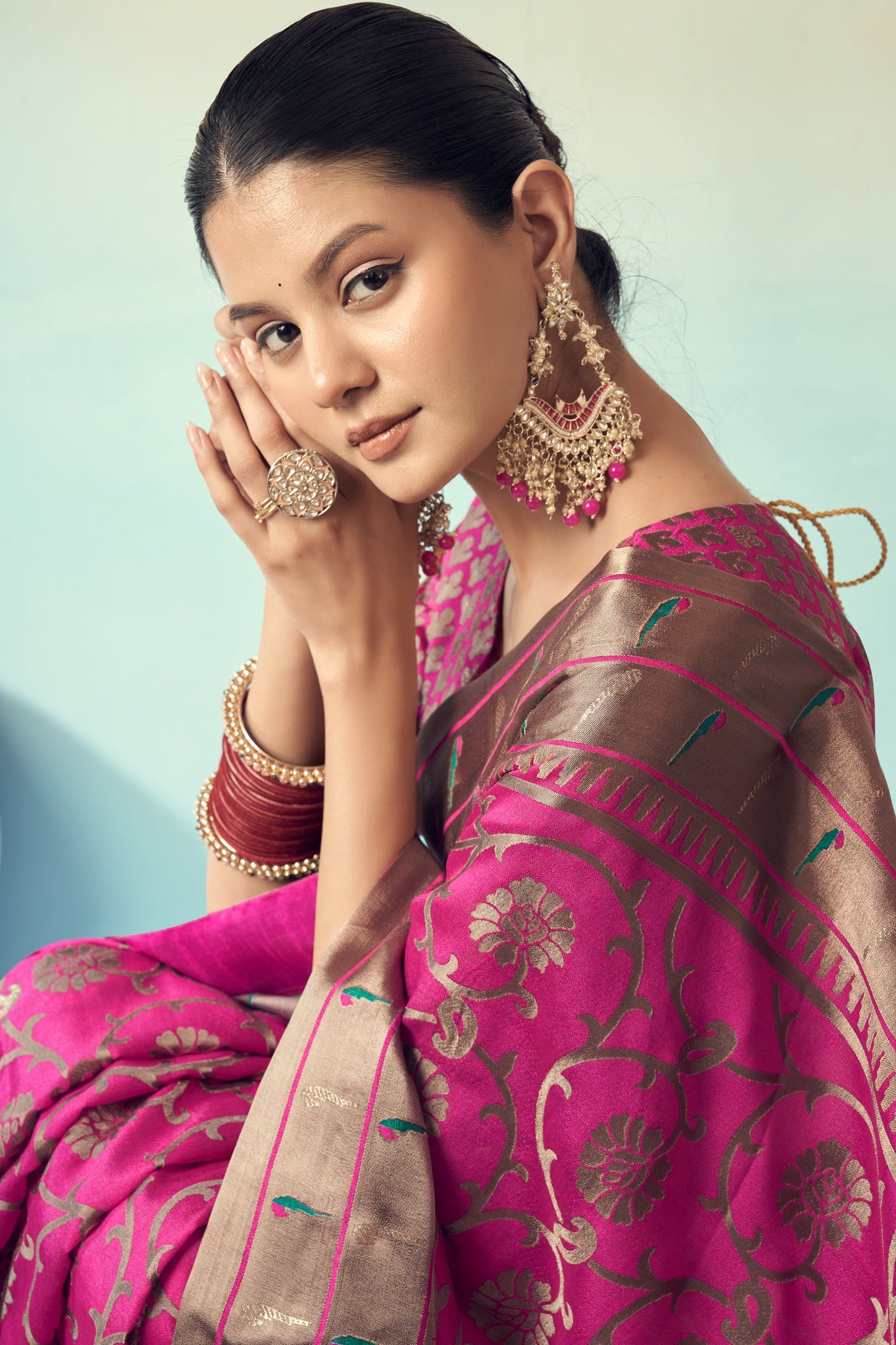 Pink Georgette Paithani Saree-ZB134512_3_SareeButa.com