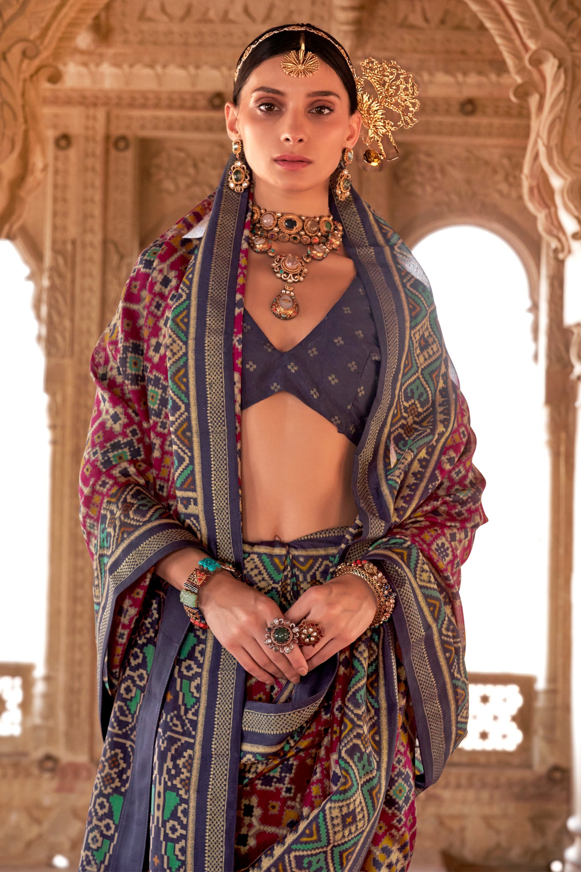 Pink Georgette Patola Saree-ZB134179_2_SareeButa.com