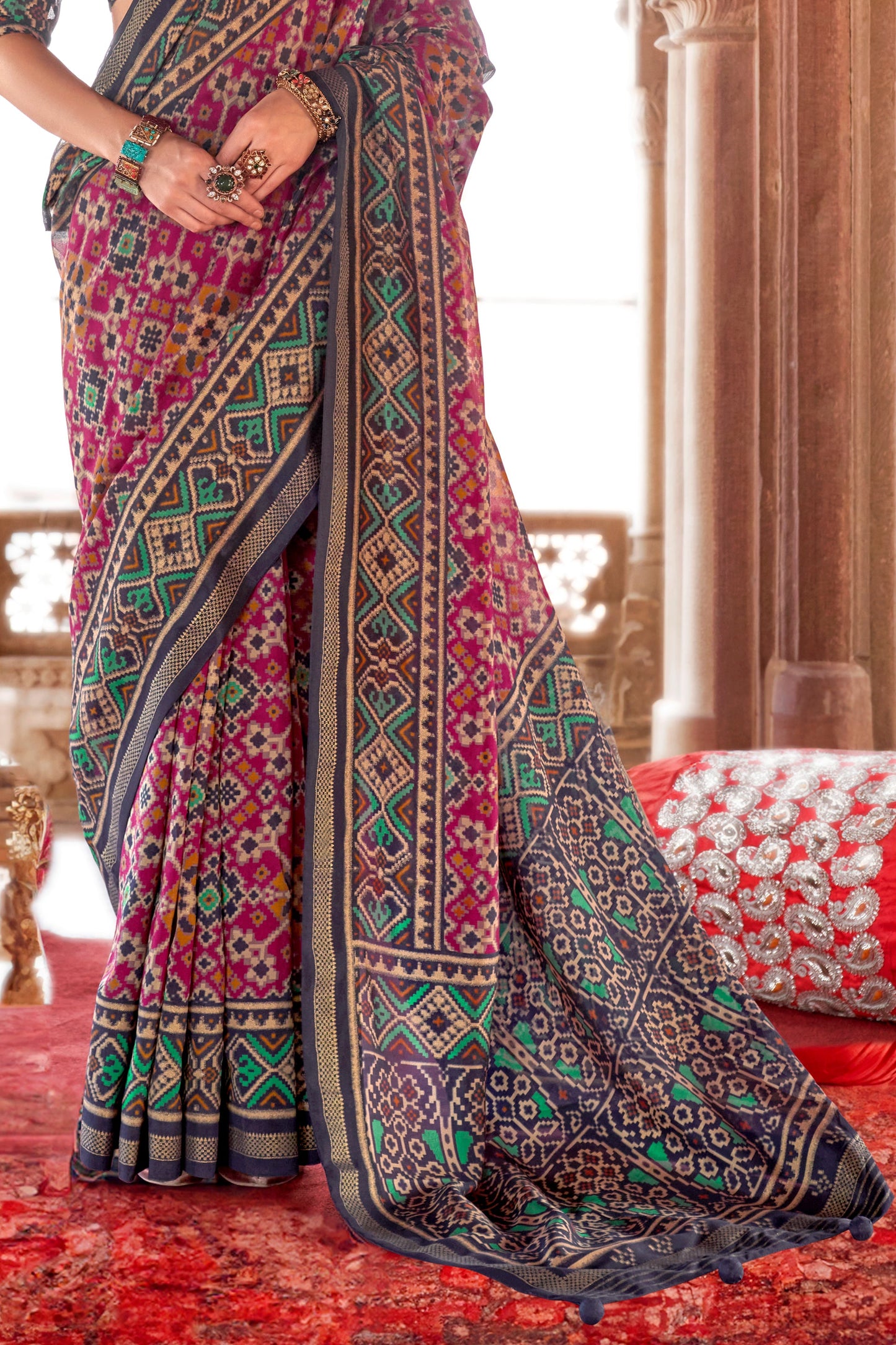 Pink Georgette Patola Saree-ZB134179_4_SareeButa.com