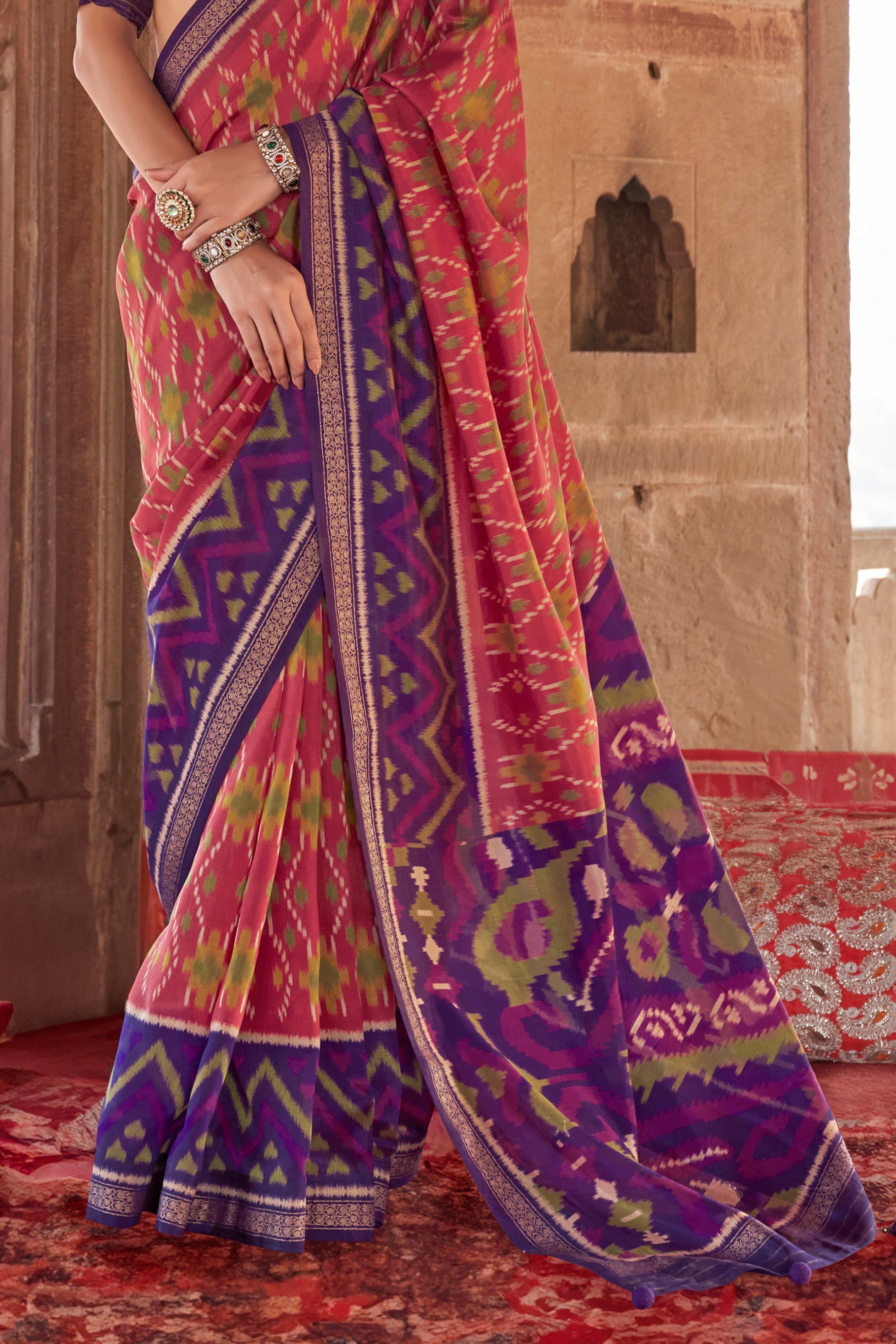 Pink Georgette Patola Saree-ZB134180_4_SareeButa.com