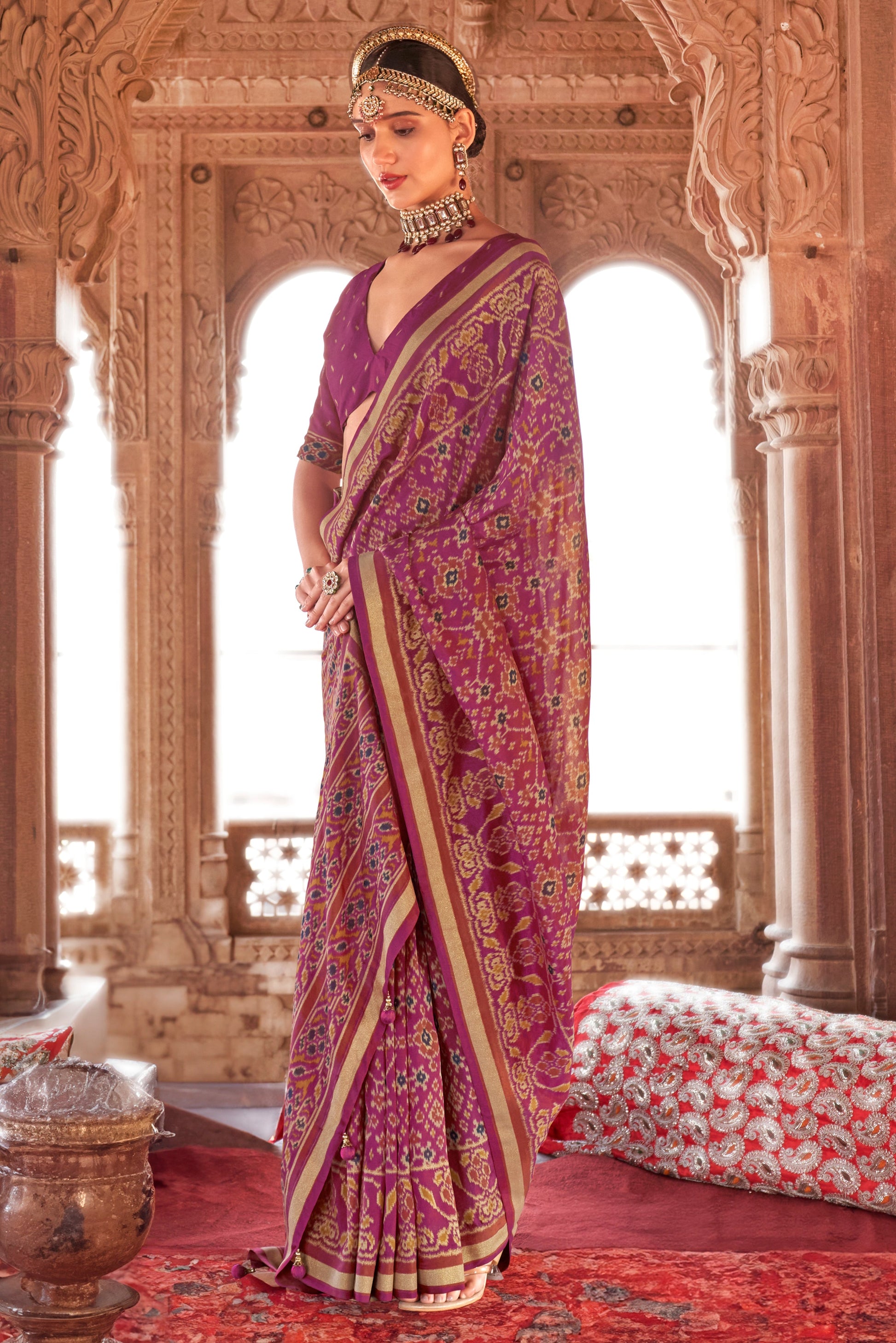 Pink Georgette Patola Saree-ZB134186_3_SareeButa.com