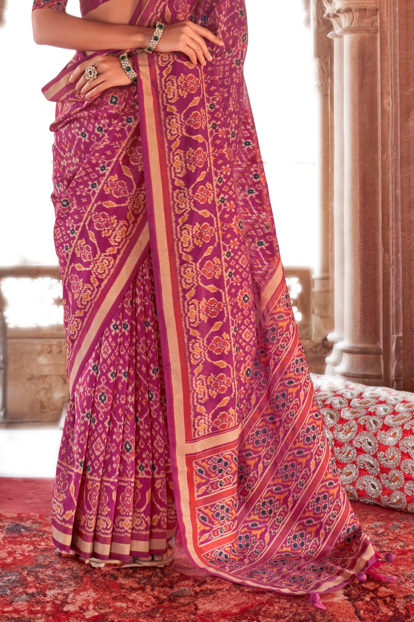 Pink Georgette Patola Saree-ZB134186_4_SareeButa.com