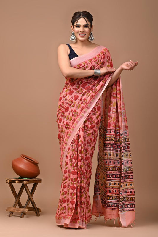 pink-handblock-print-cotton-linen-saree-zb132564_1_SareeButa.com