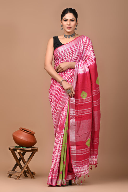 pink-handblock-print-cotton-linen-saree-zb132578_1_SareeButa.com