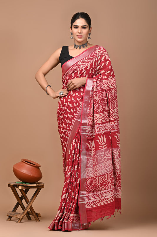 pink-handblock-print-cotton-linen-saree-zb132584_1_SareeButa.com