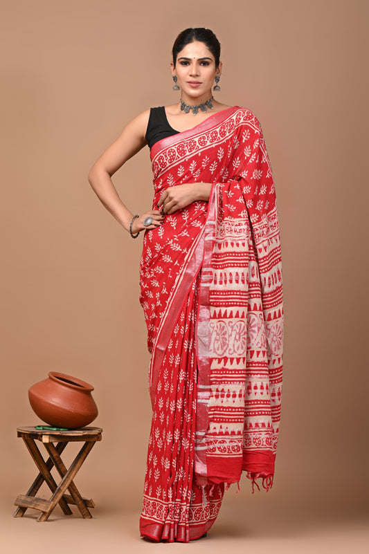 pink-handblock-print-cotton-linen-saree-zb132592_1_SareeButa.com