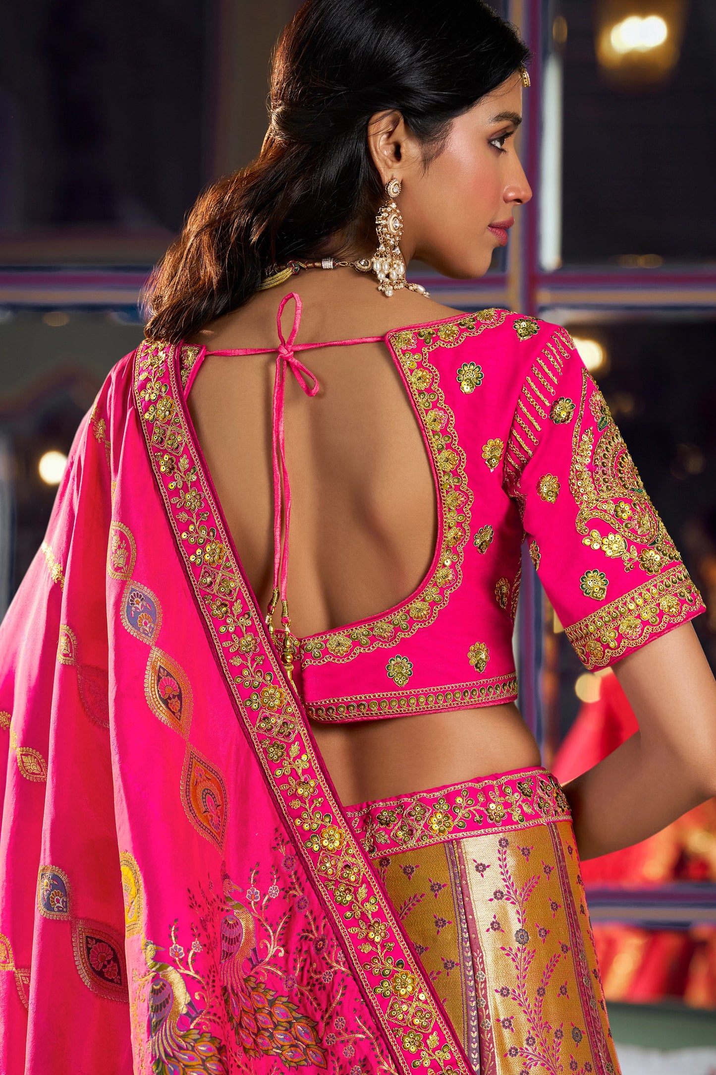 Pink Heavy Work Banarasi Silk Lehenga-SAR13167_3_SareeButa.com