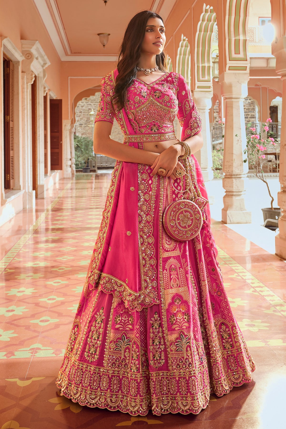 Pink Heavy Work Banarasi Silk Lehenga-SAR13272_1_SareeButa.com
