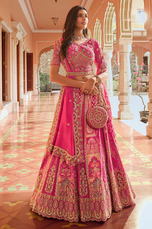 Pink Heavy Work Banarasi Silk Lehenga-SAR13272_1_SareeButa.com