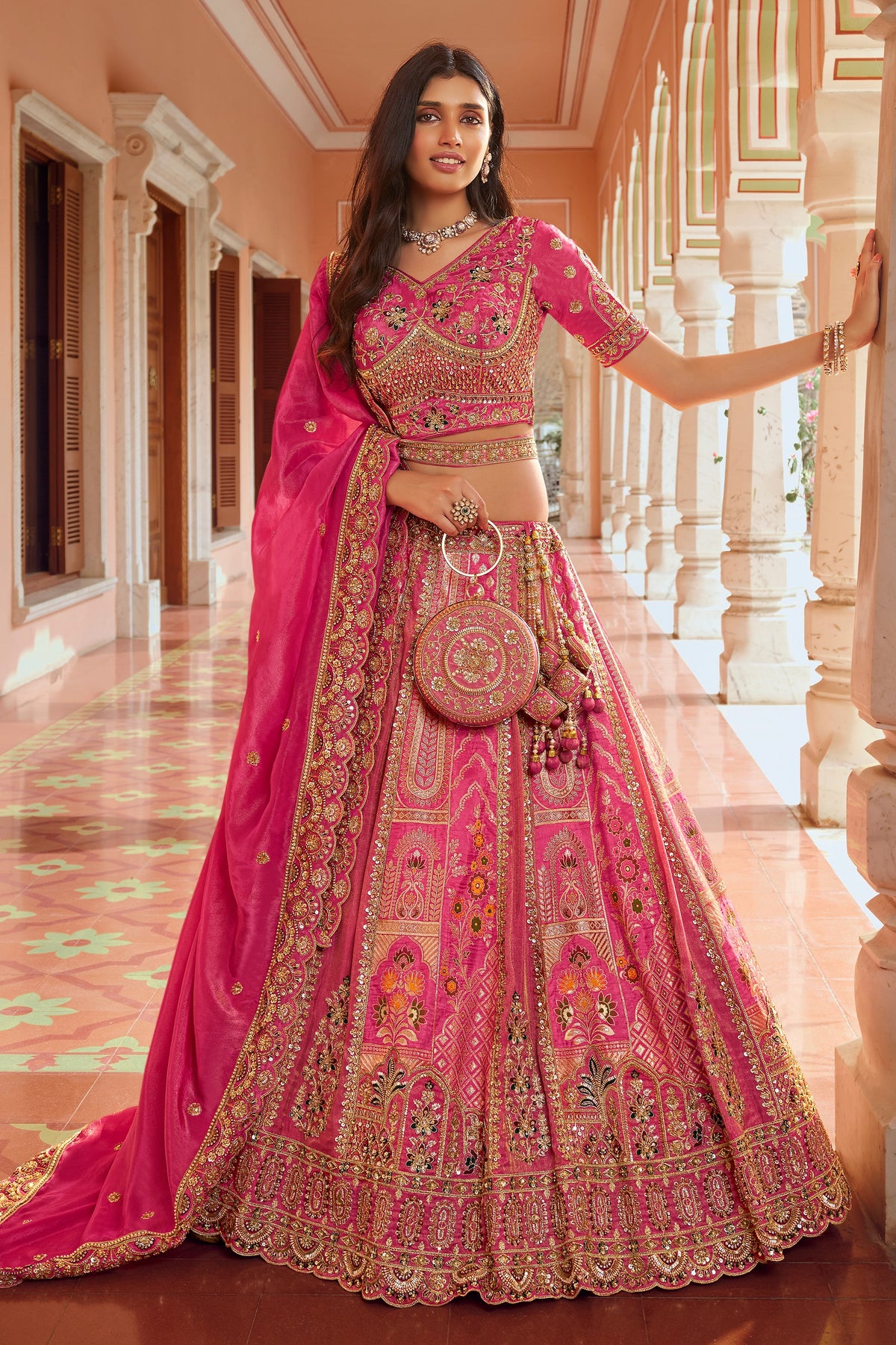 Pink Heavy Work Banarasi Silk Lehenga-SAR13272_4_SareeButa.com