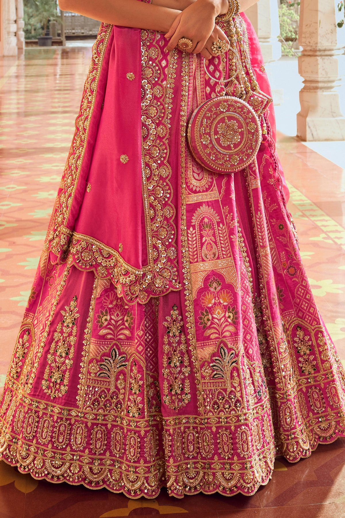 Pink Heavy Work Banarasi Silk Lehenga-SAR13272_6_SareeButa.com