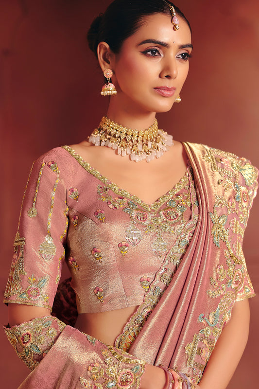 Pink Heavy Work Embroidered Silk Saree-SAR12076_2_SareeButa.com