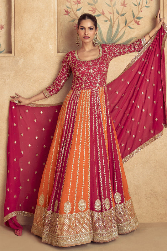 Pink Heavy Work Goergette Gown with Dupatta-SS463_1_SareeButa.com