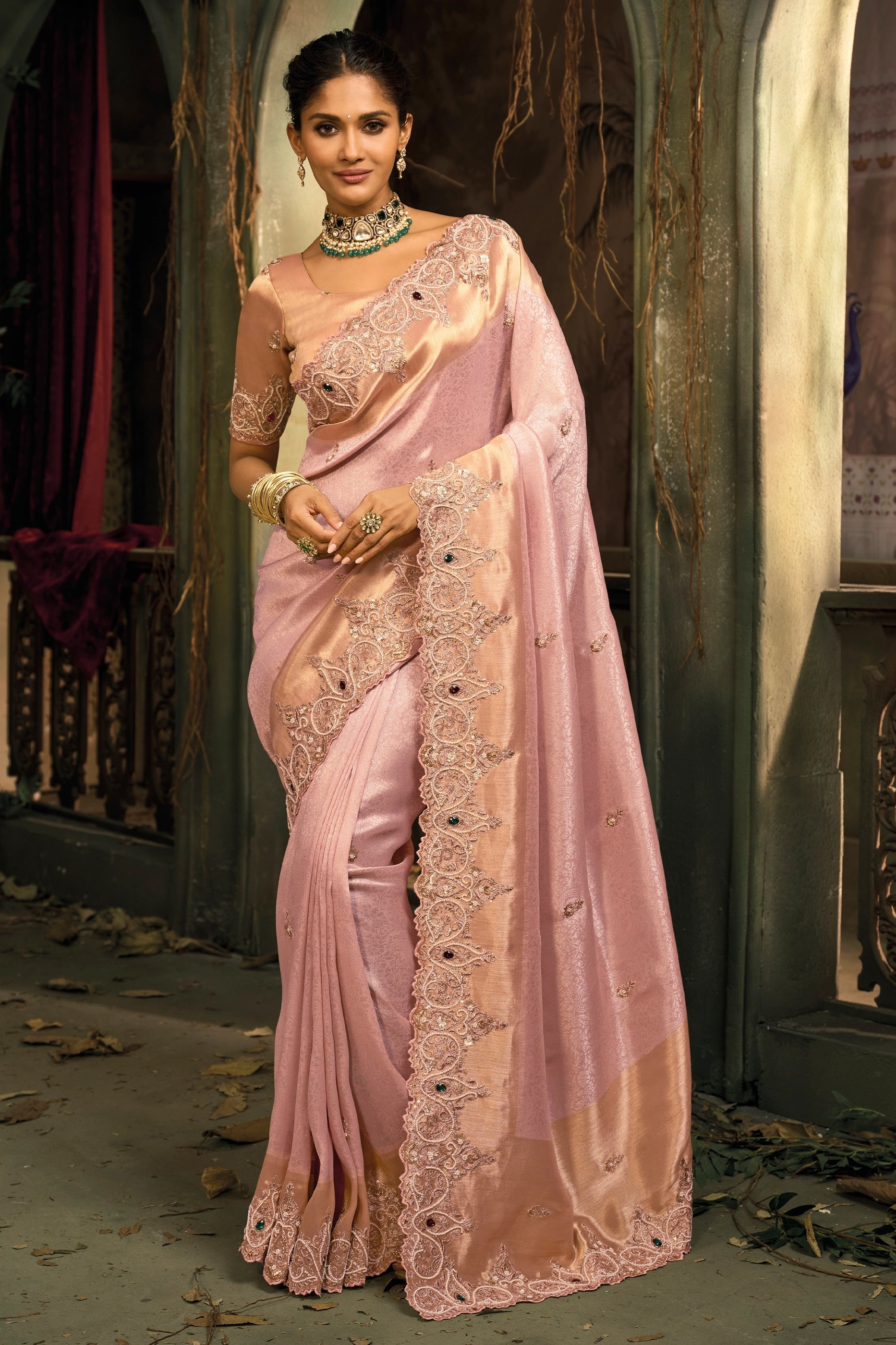 Pink Heavy Work Woven Silk Saree-SAR11581_1_SareeButa.com